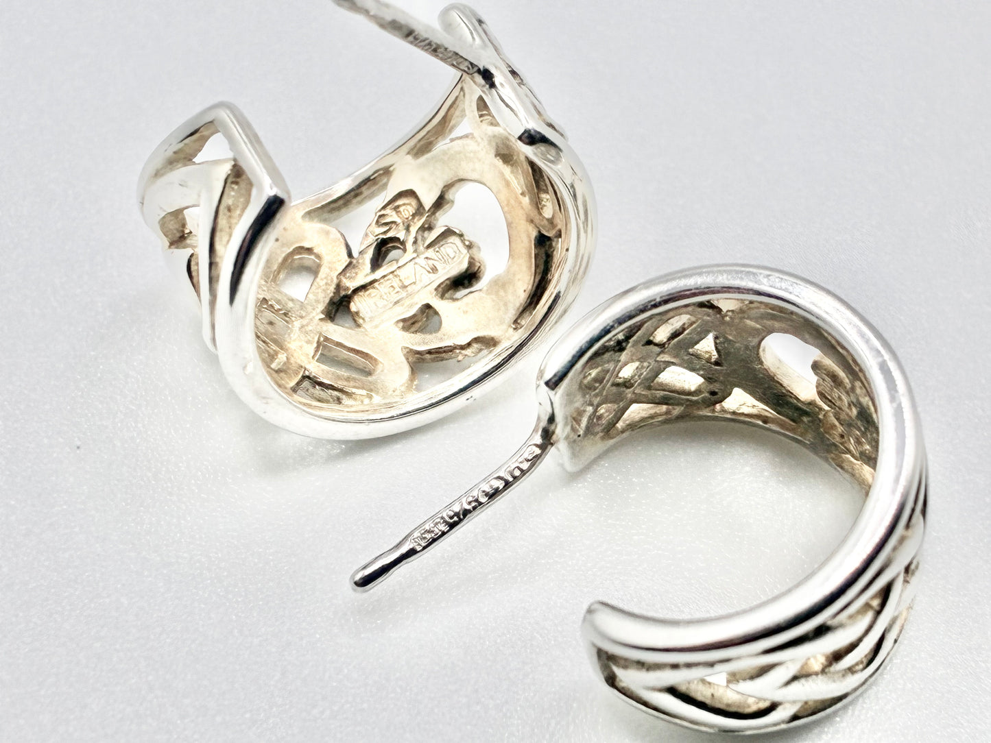 Irish 925 Sterling Silver Celtic Knot Half-Hoop Earrings