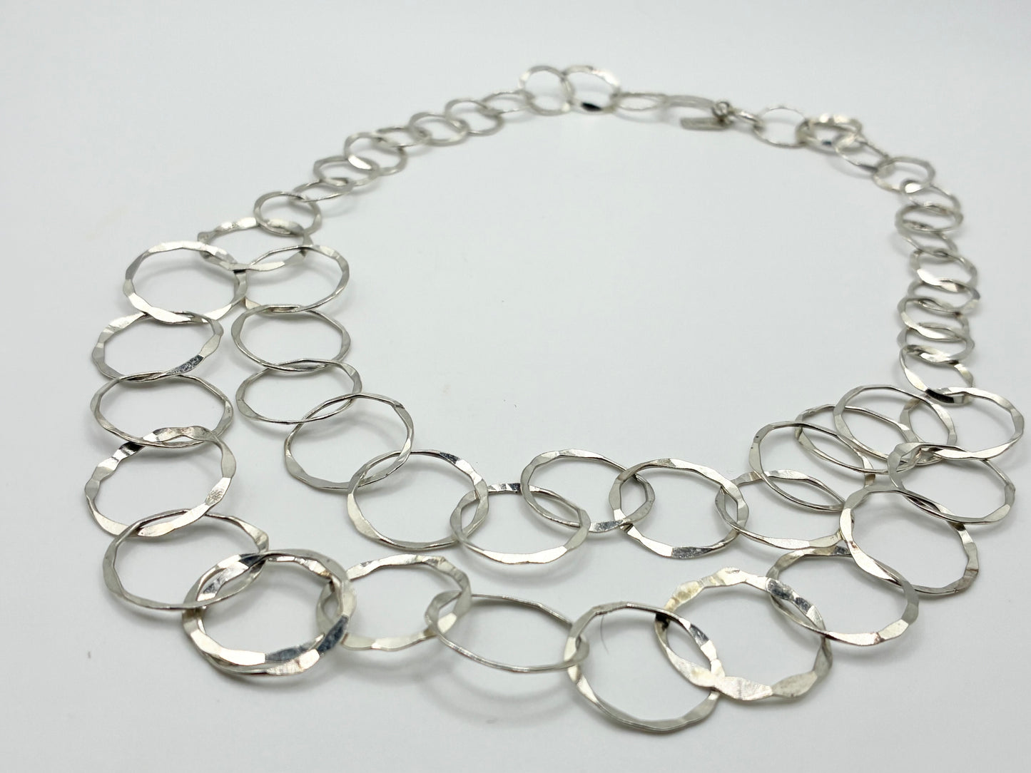 925 Sterling Silver FINORA Double-Row Circle Link Necklace 17"
