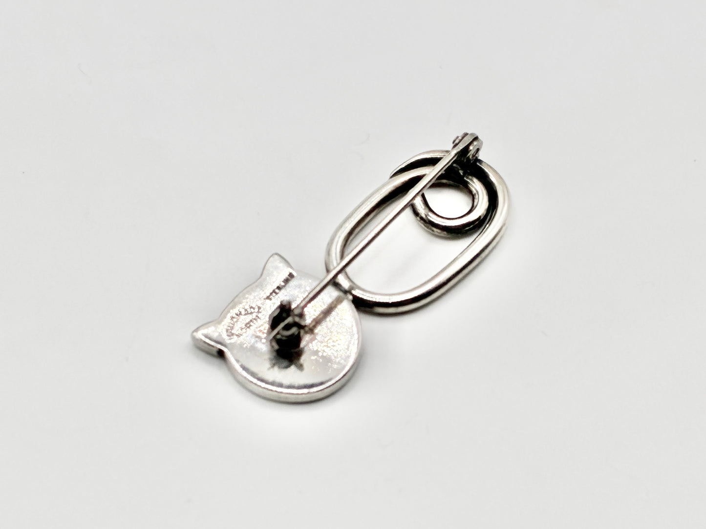 Handmade Taxco-Style Sterling Silver Cat Brooch Pin