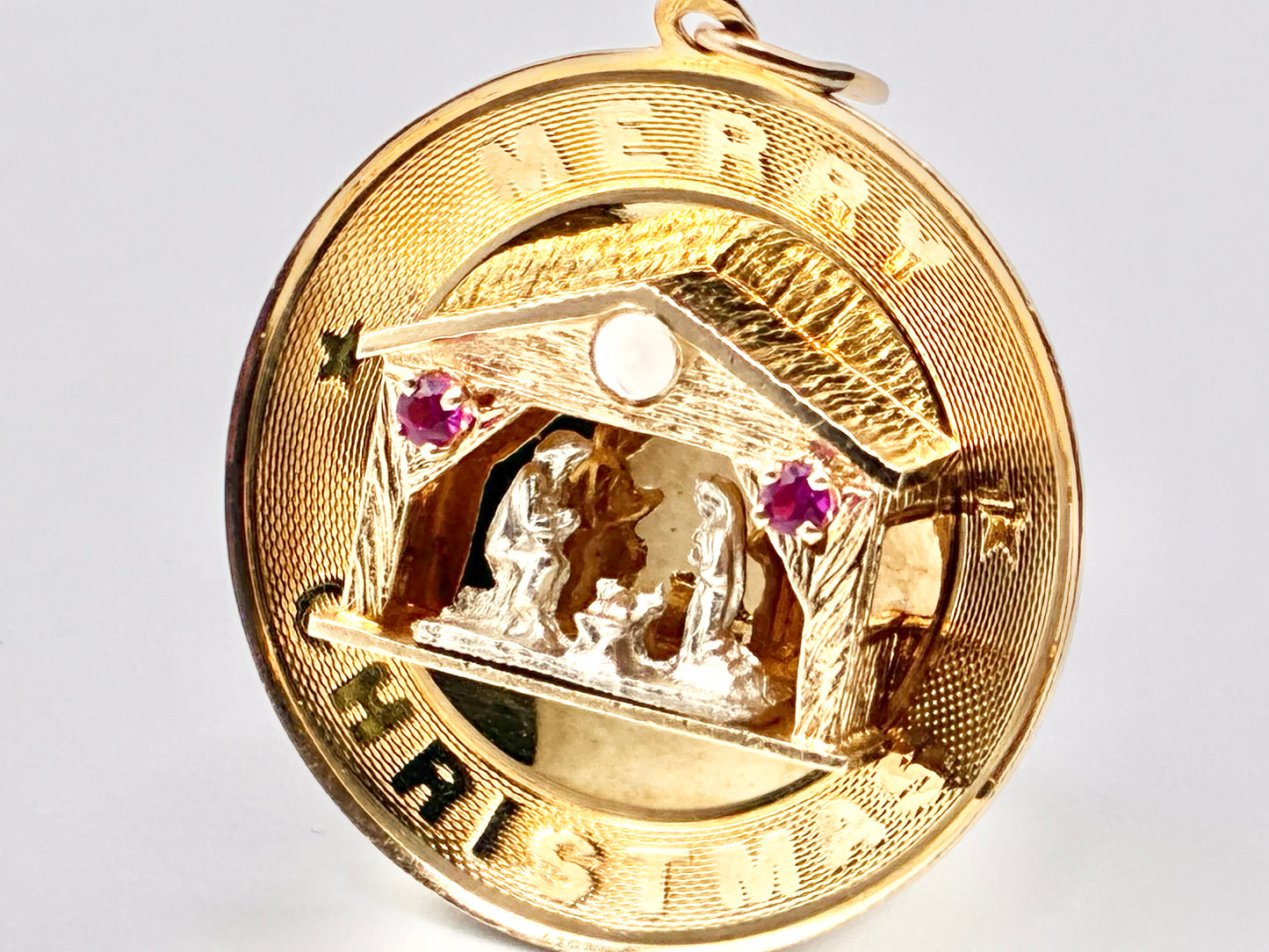 14K Gold “Merry Christmas” Nativity Charm