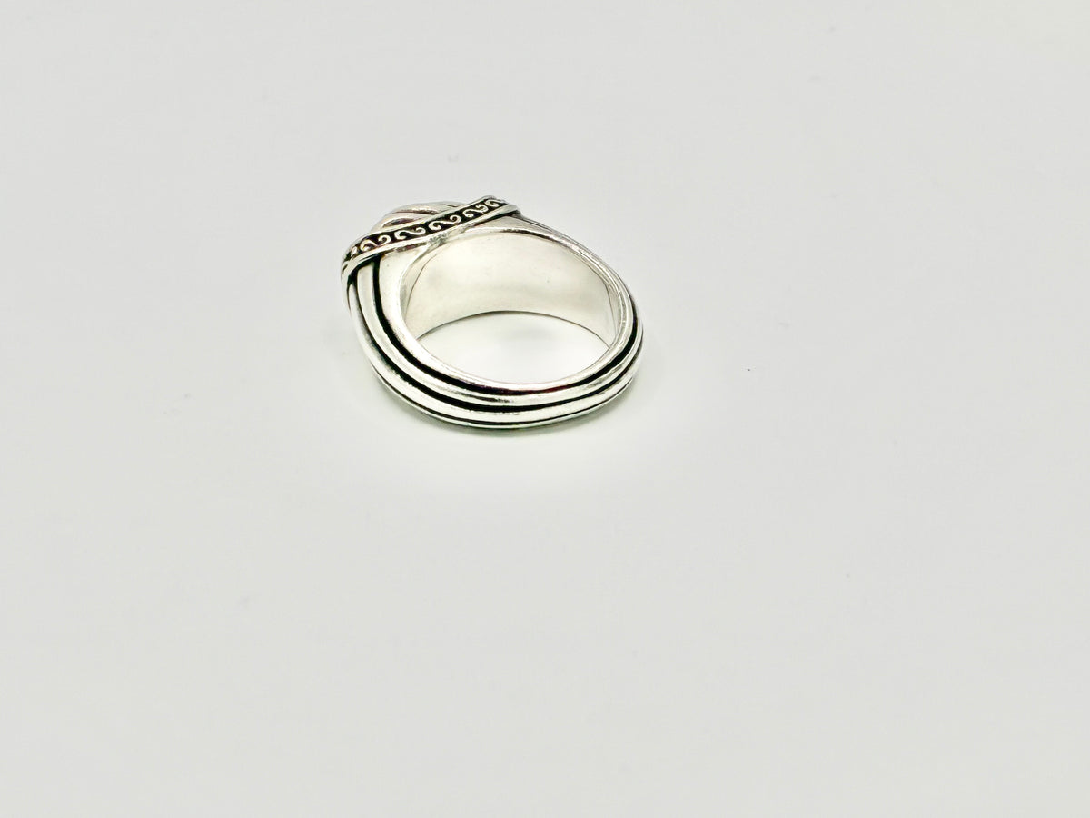 Brighton Sterling Silver Ribbed Dome Ring – Wrapped Knot & Scrollwork – Size 8