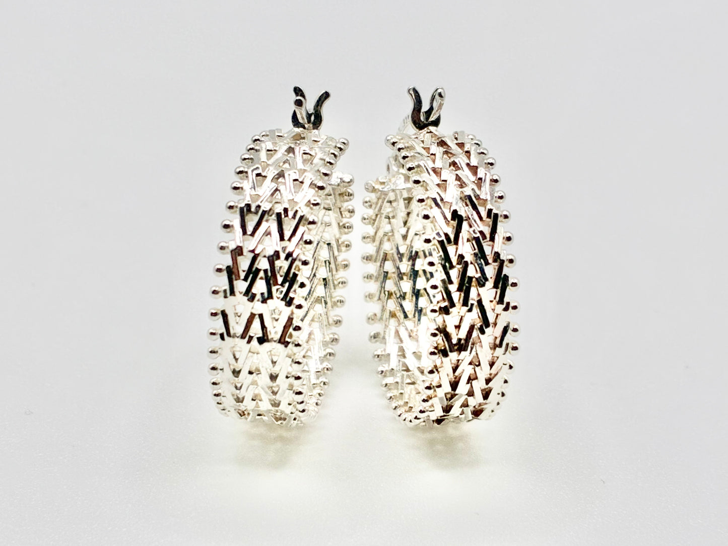 Woven Hoop Sterling Silver 925 Earrings