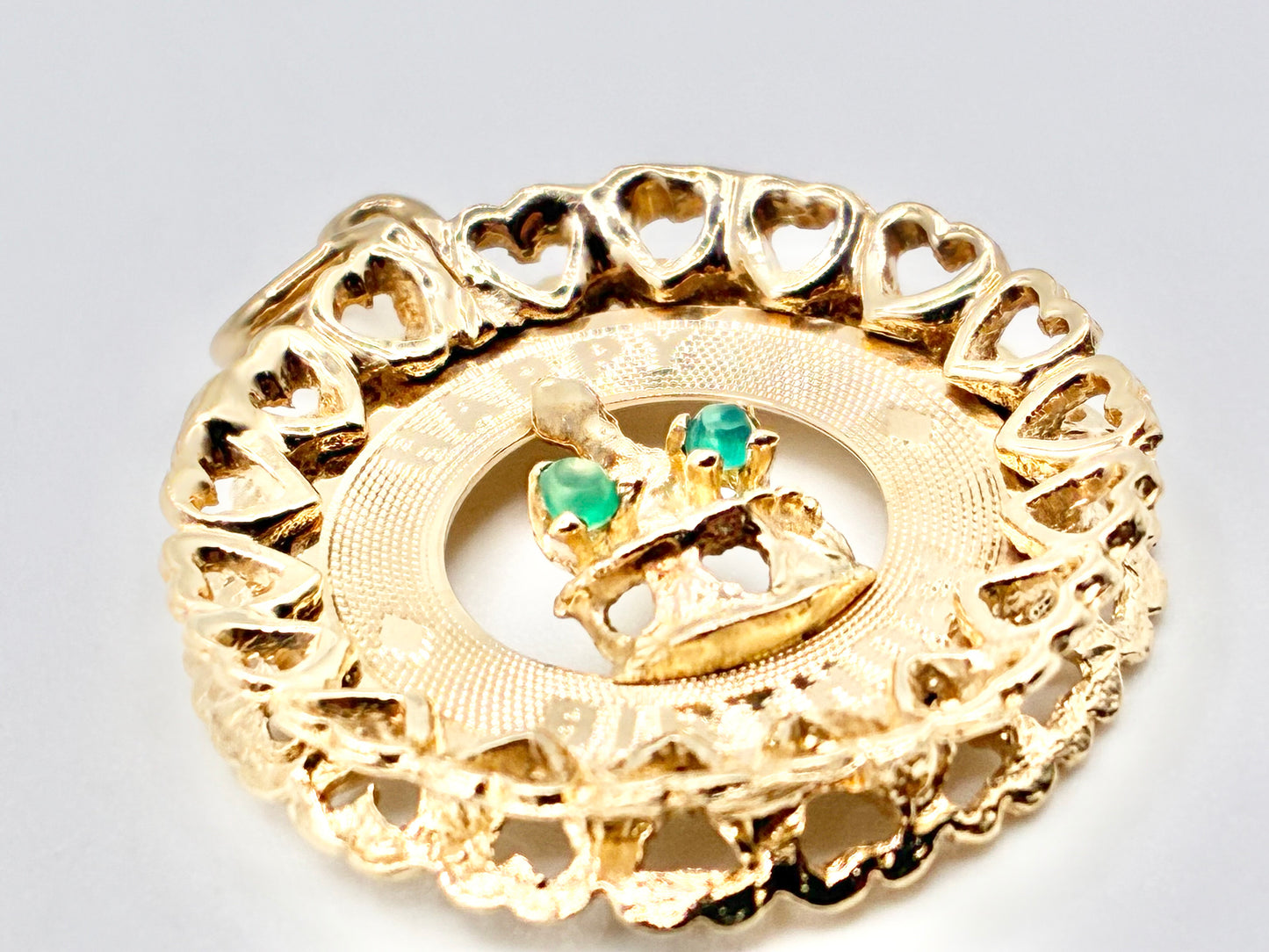 14K Yellow Gold “Happy Birthday” Heart-Frame Charm — 1"