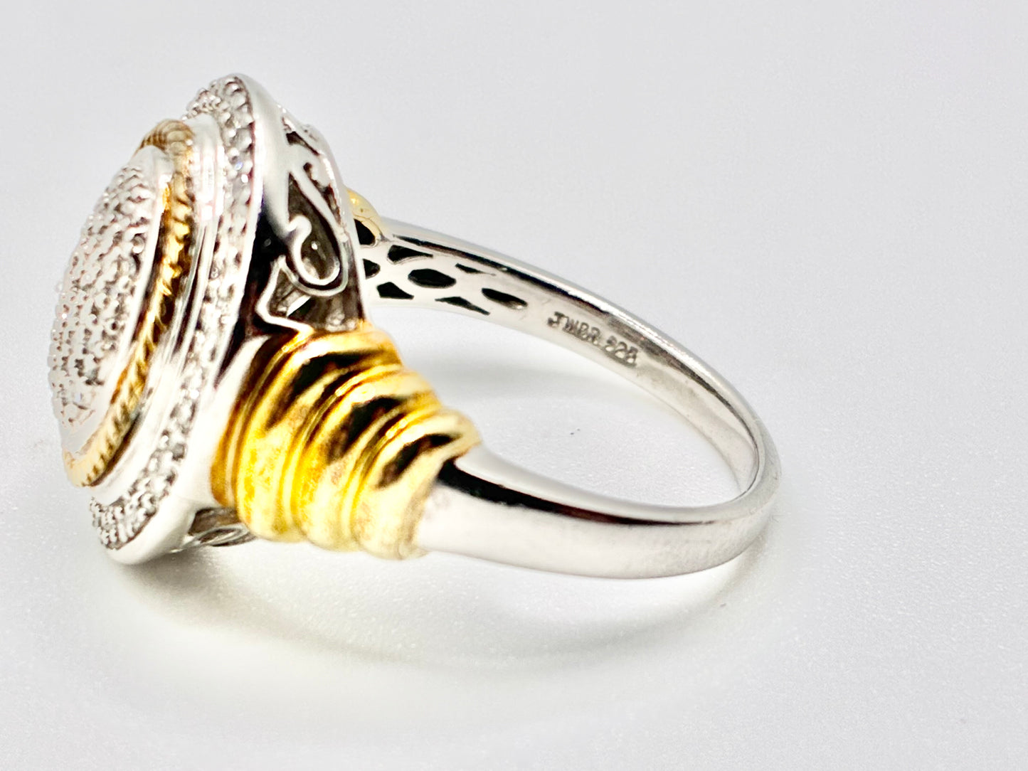 JWBR Sterling Silver Diamond Pavé Ring – Size 7.25