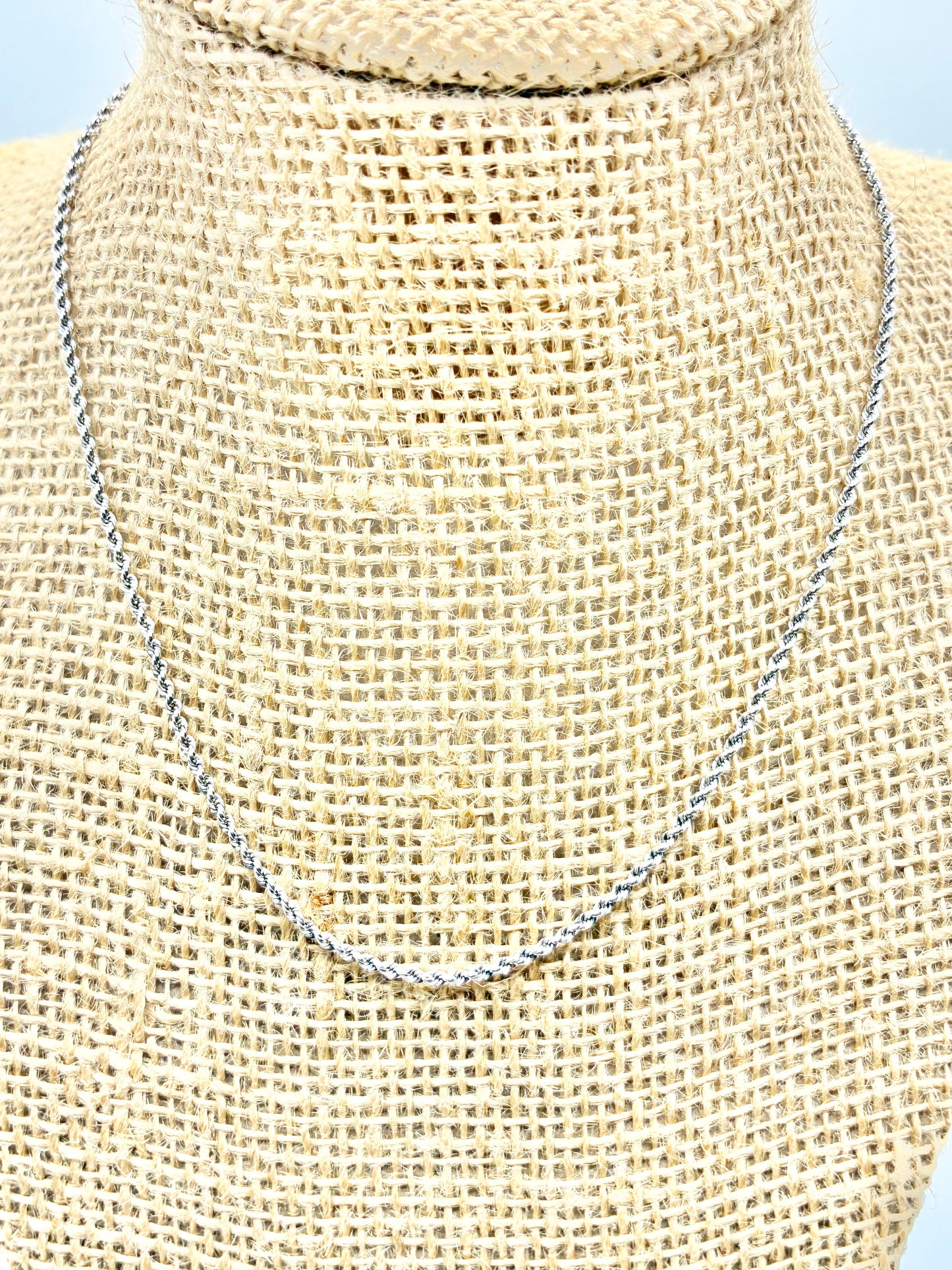 14K White Gold Rope Chain Necklace — 15"