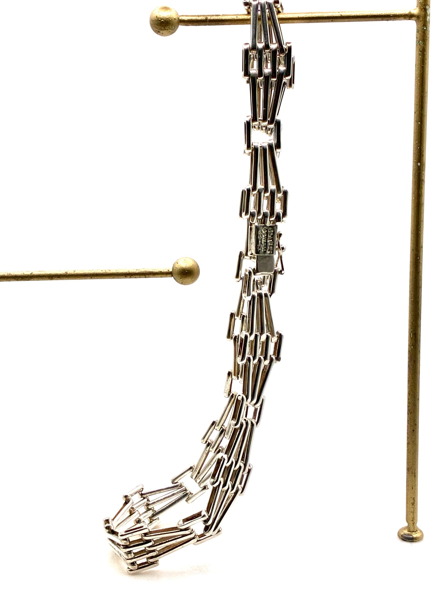 925 Sterling Silver Mexico Articulated Bar-Link 17" Necklace