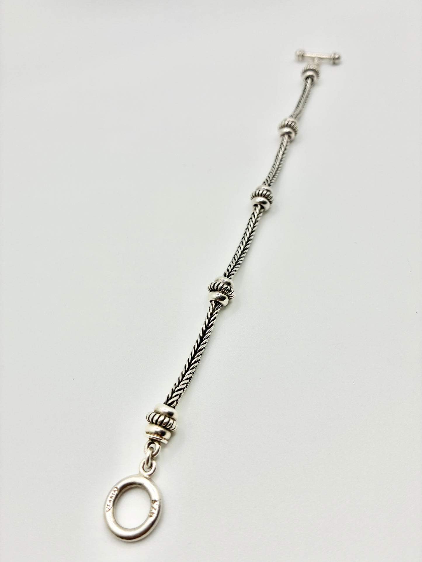 Ilaria 925 Sterling Silver Cable Station Bracelet — 8"