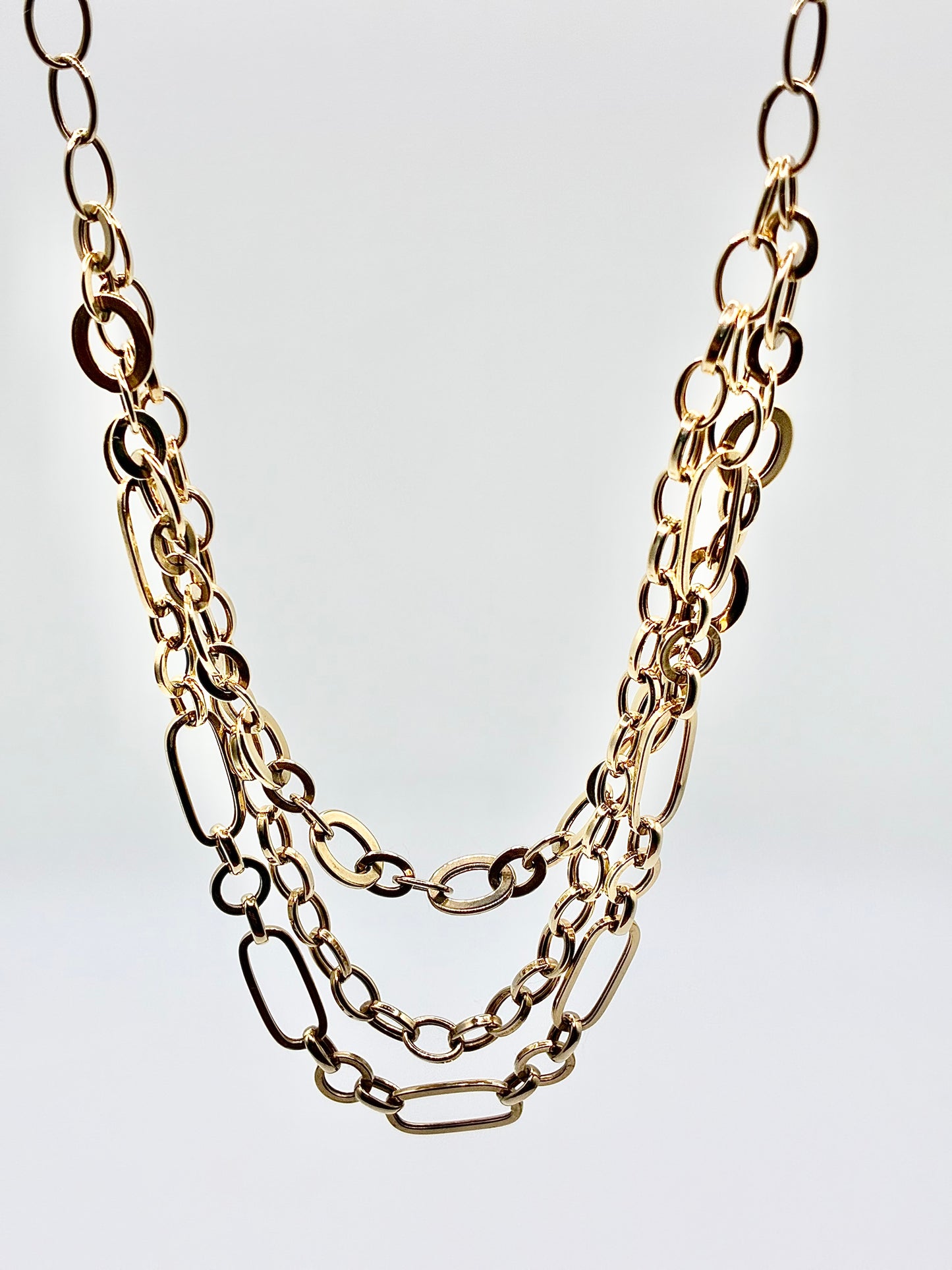 14K Yellow Gold Mixed-Link Layered Necklace 16"