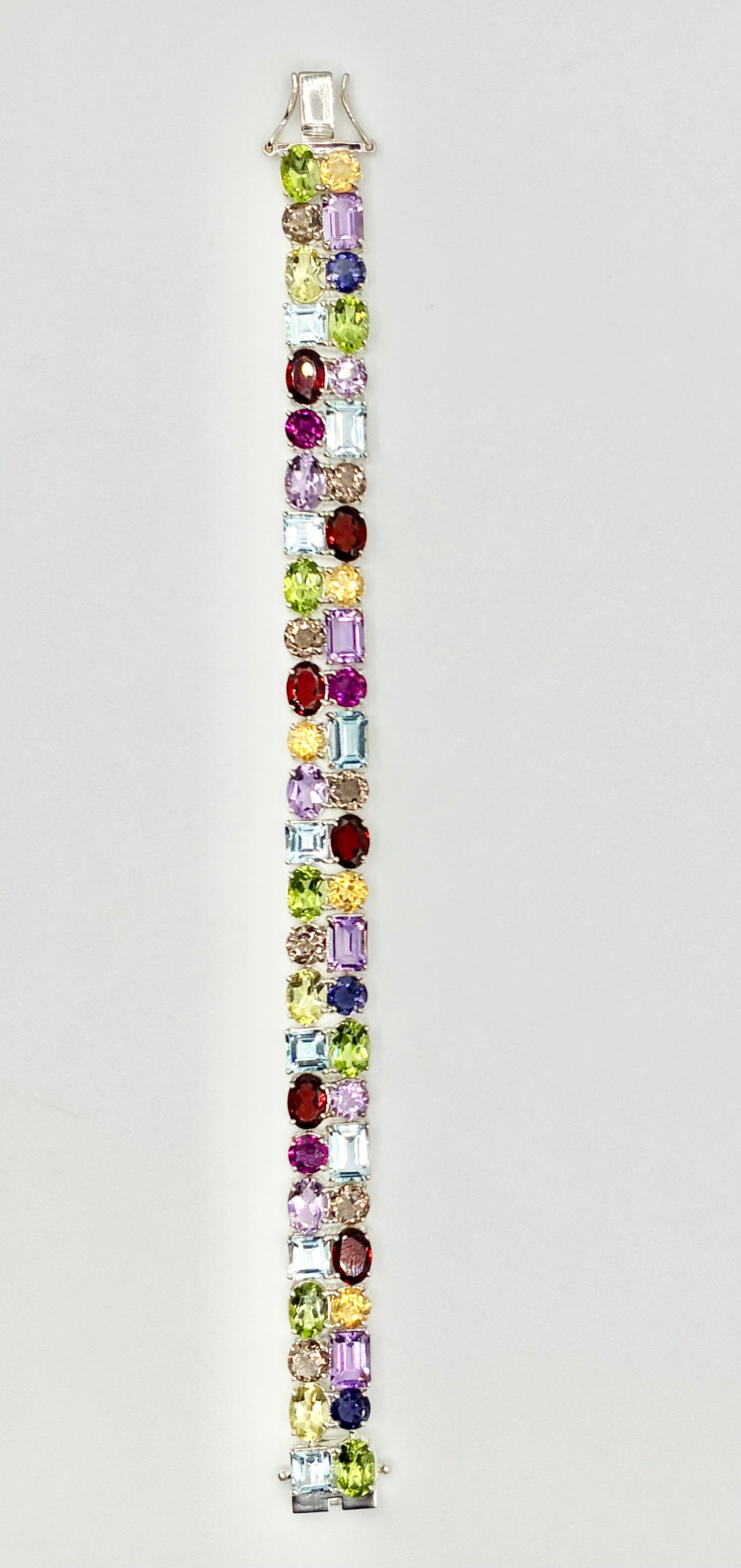 Sterling Silver Multi-Gem Tennis Bracelet – 7”