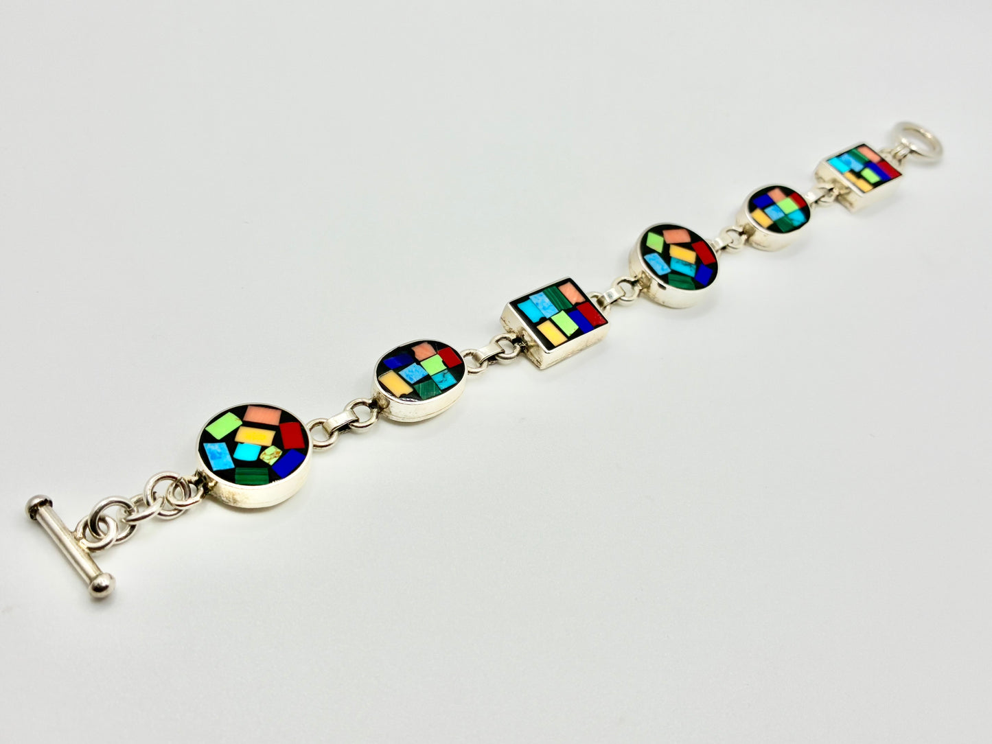 Sterling Silver Mosaic Inlay Bracelet – 8”