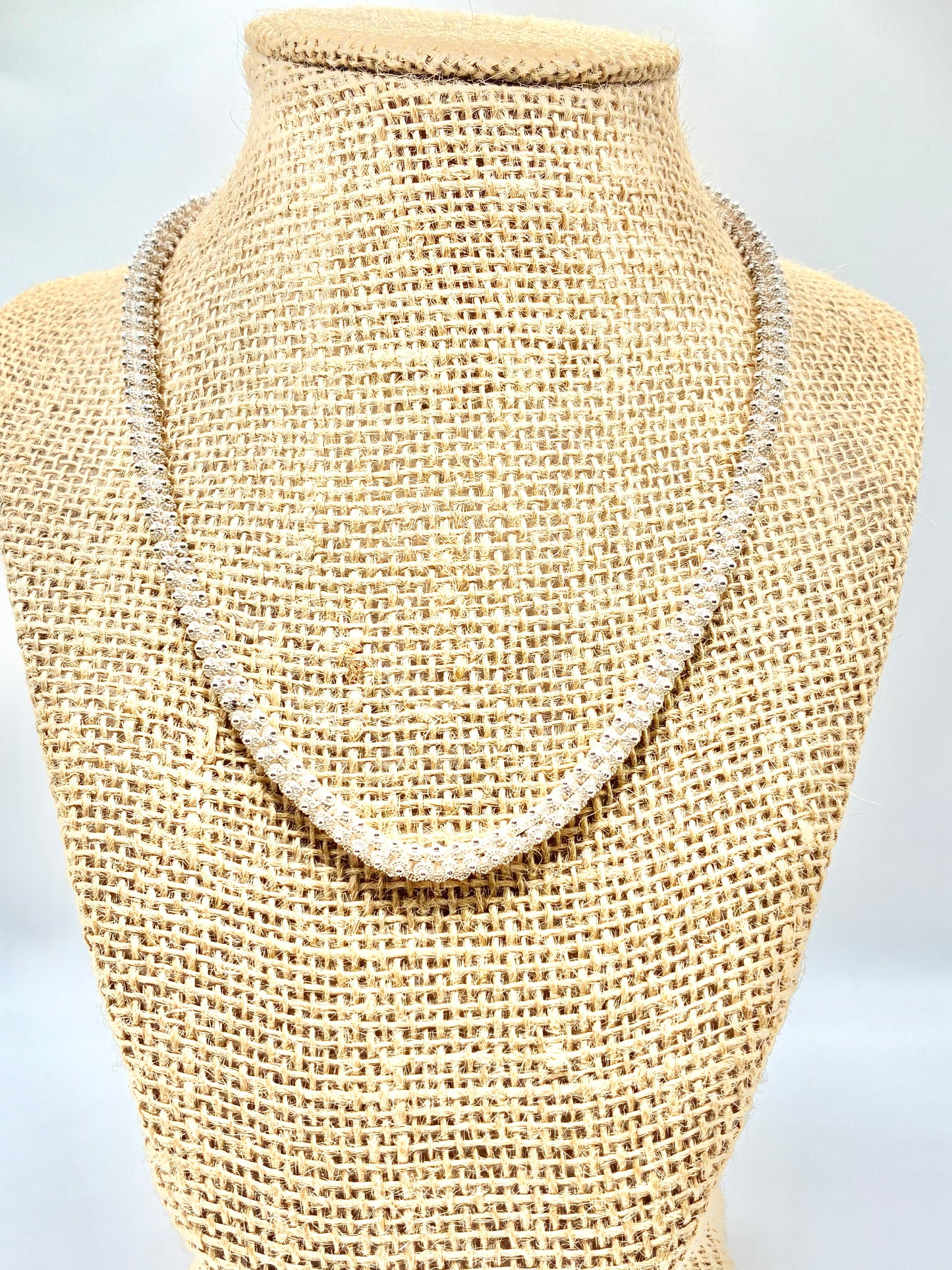 Sterling Silver Beaded Granulation Necklace – 925 – Handmade Laos – 18”