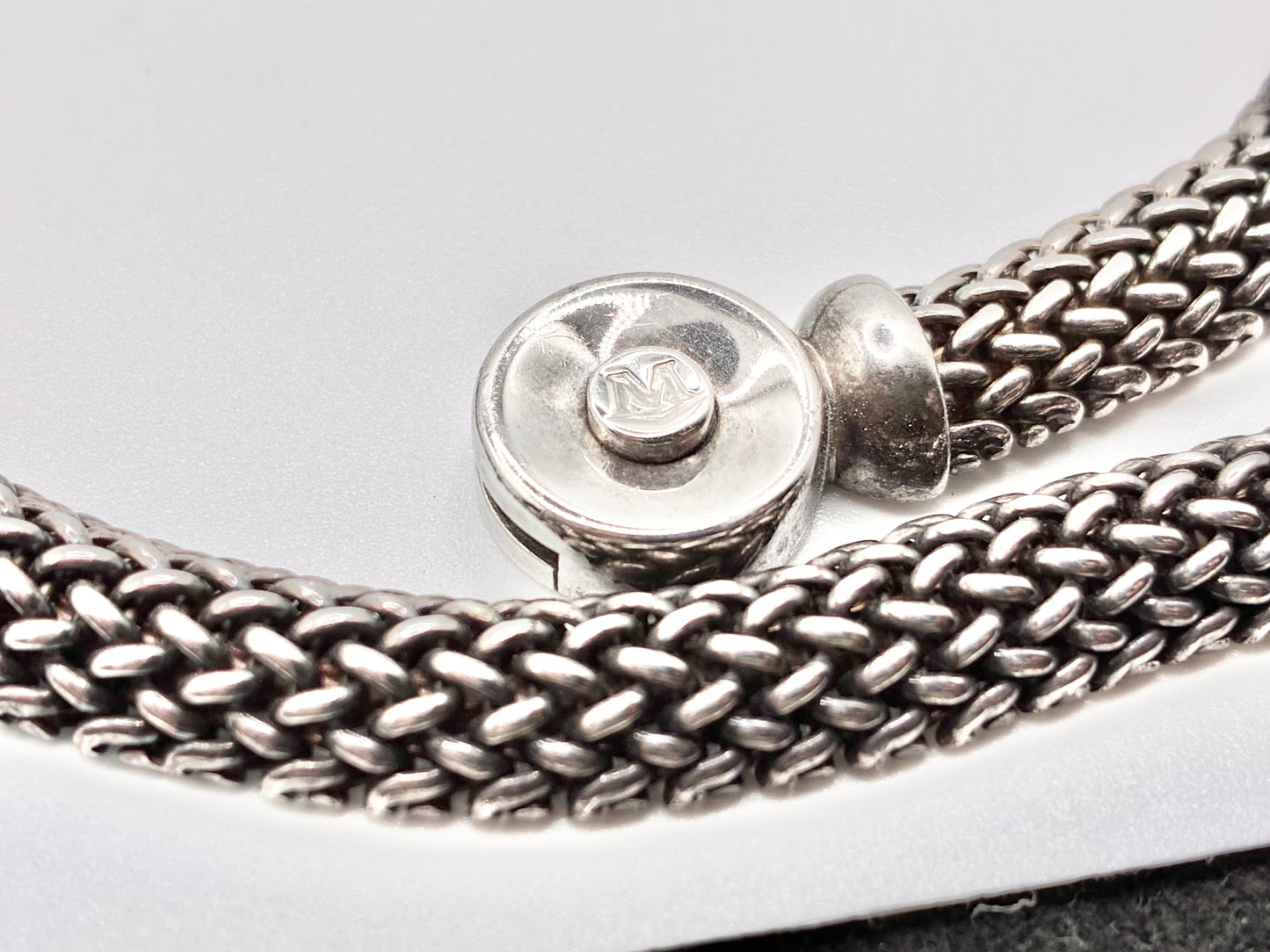 Sterling Silver “M” Patent Pending Collar Necklace – 15”