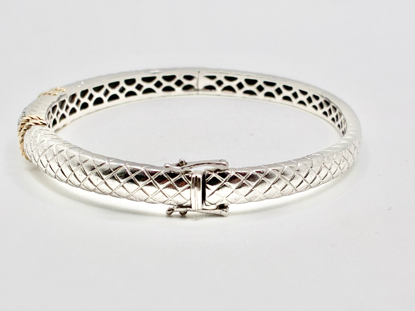 Andin International — 925 & 14K Diamond Bangle Bracelet