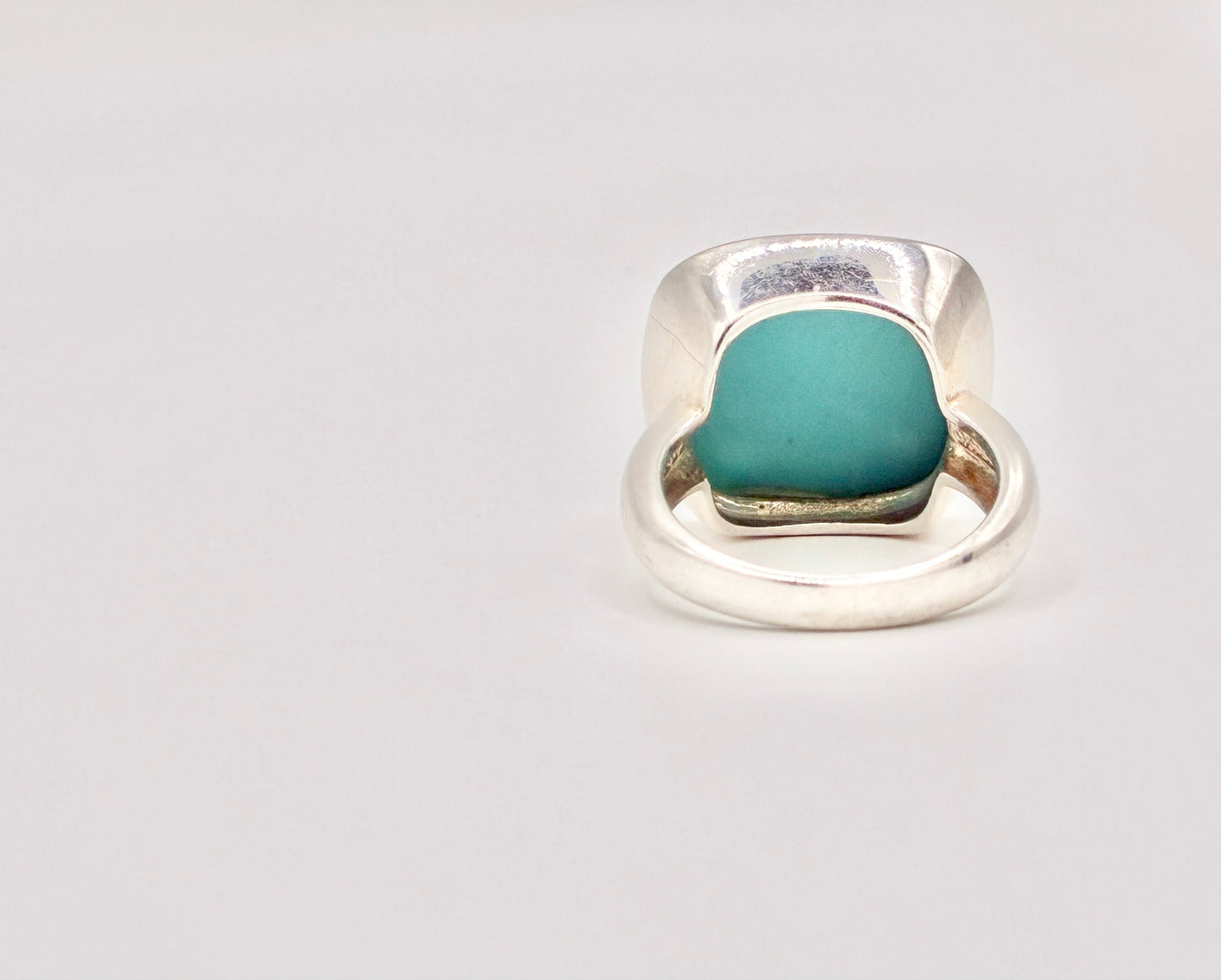 Large Turquoise-Color Cabochon Ring in 925 Sterling Silver - Size 7