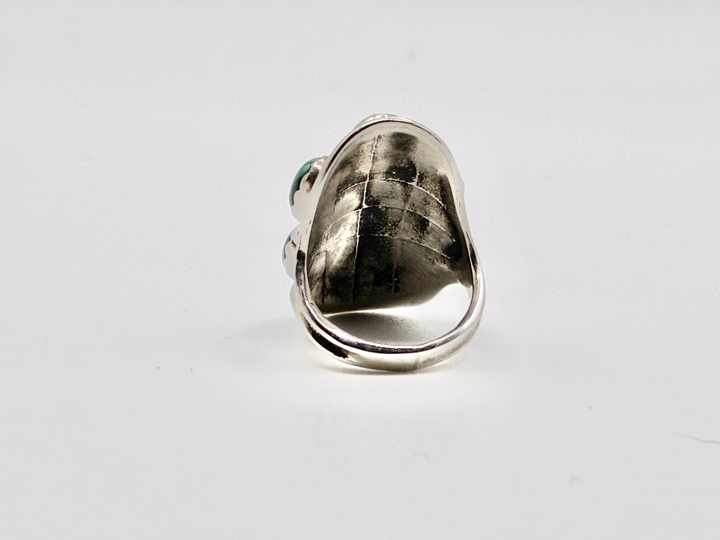 Native American Sterling Malachite Cluster Ring — Size 8