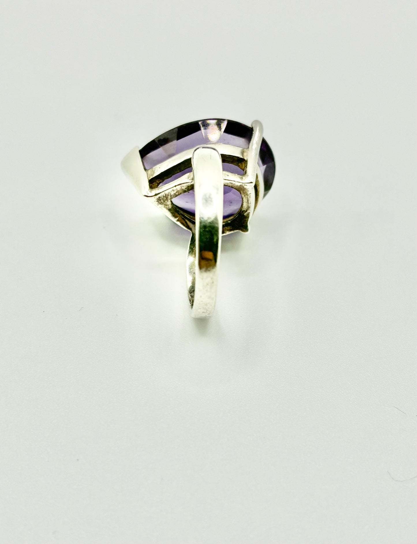 Sterling Silver Pear Shaped Stone Ring - Size 6