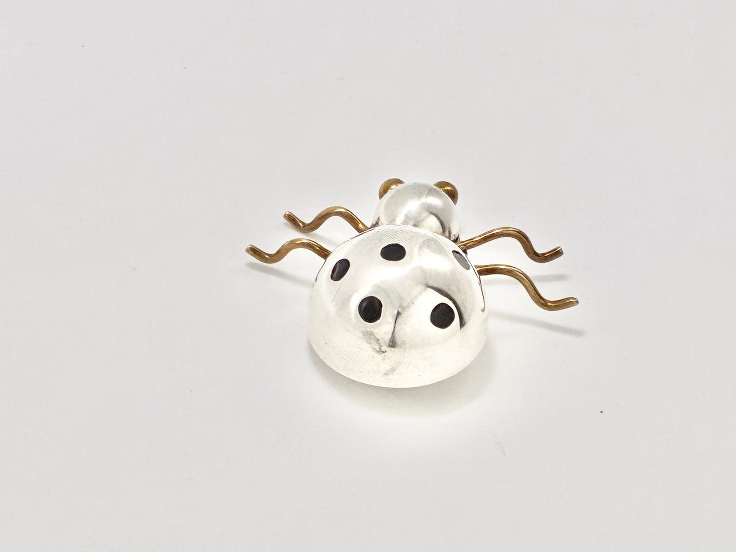 Mexican Sterling Silver Two-Tone Enamel Beetle Brooch