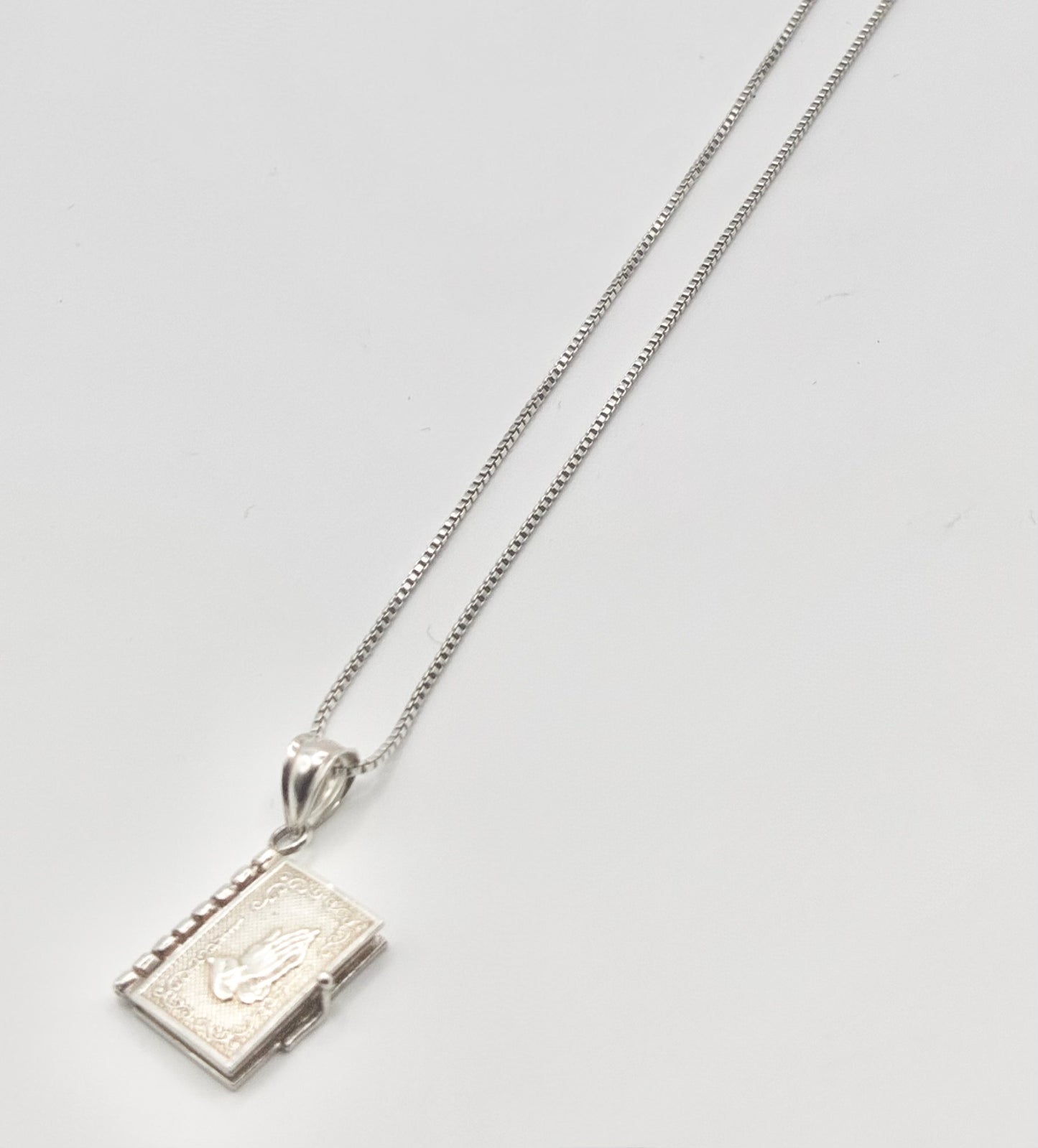 Sterling Silver Prayer Book Pendant and Necklace