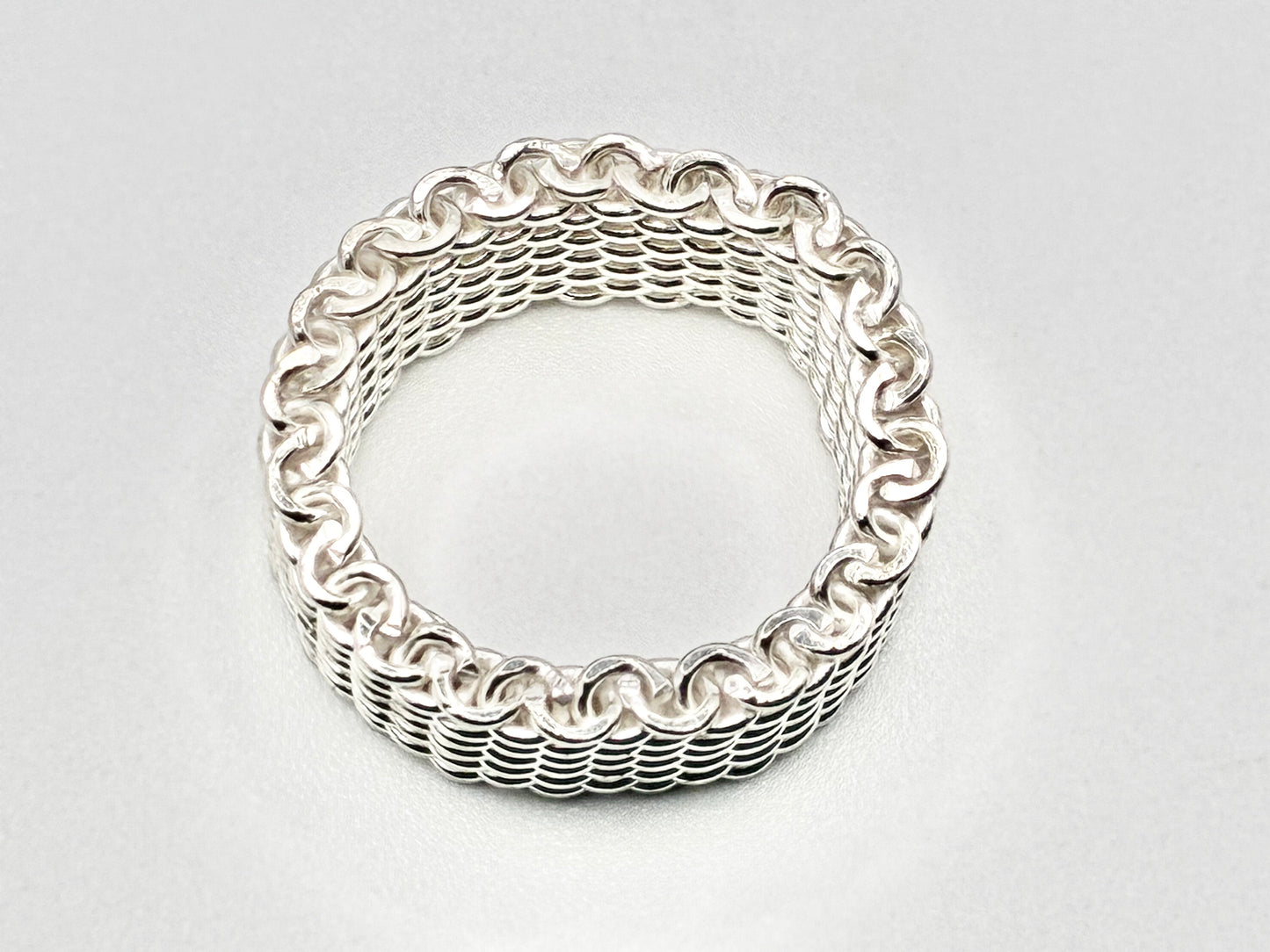 Silver Mesh Woven Ring – Size 9