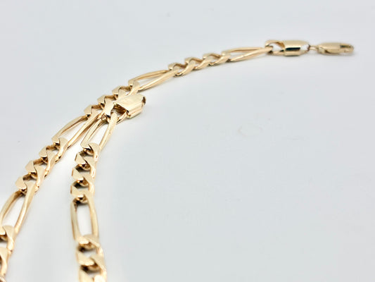 14K Solid Gold Figaro Bracelet 8.5"