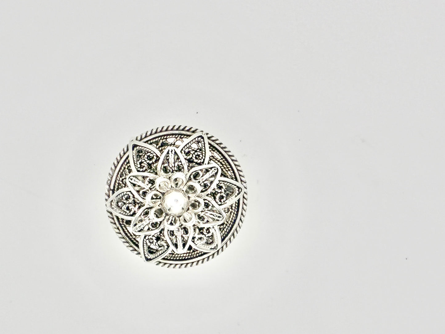 DGS Turkey 925 Sterling Silver Floral Filigree Statement Ring Size 10