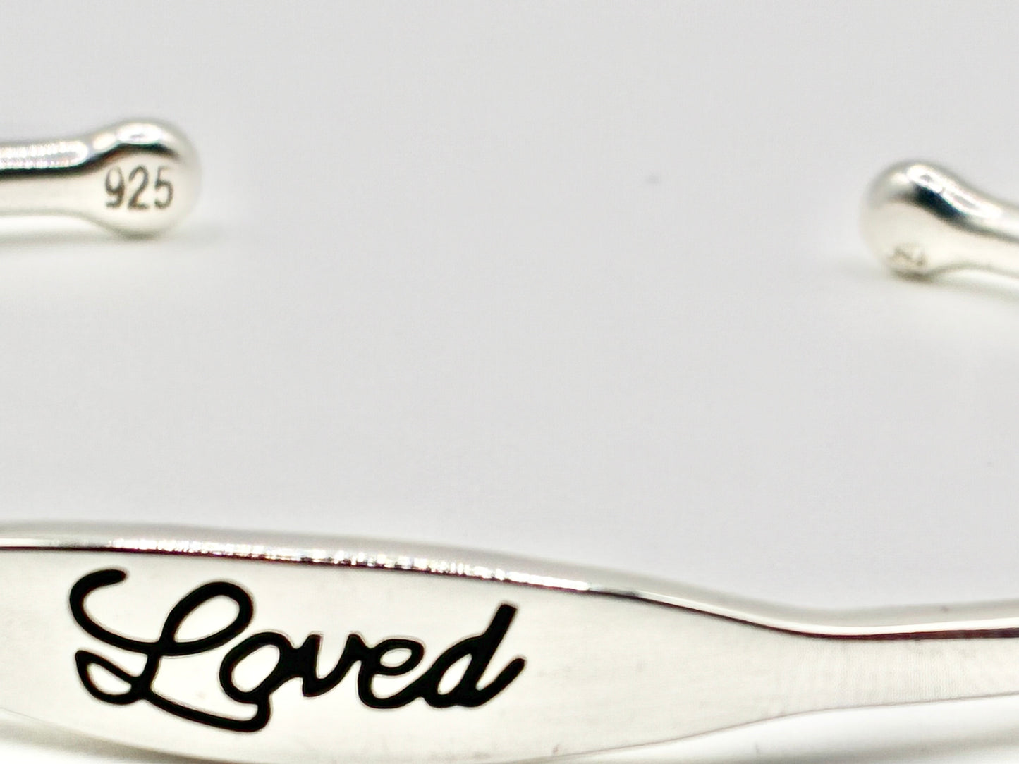 Sterling Silver 925 “Loved” Cuff Bracelet