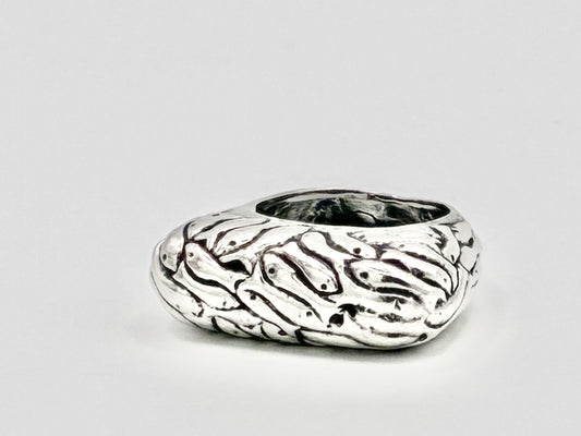 Dian Malouf Sterling Silver ‘School of Fish’ Sculptural Ring Band Size 5