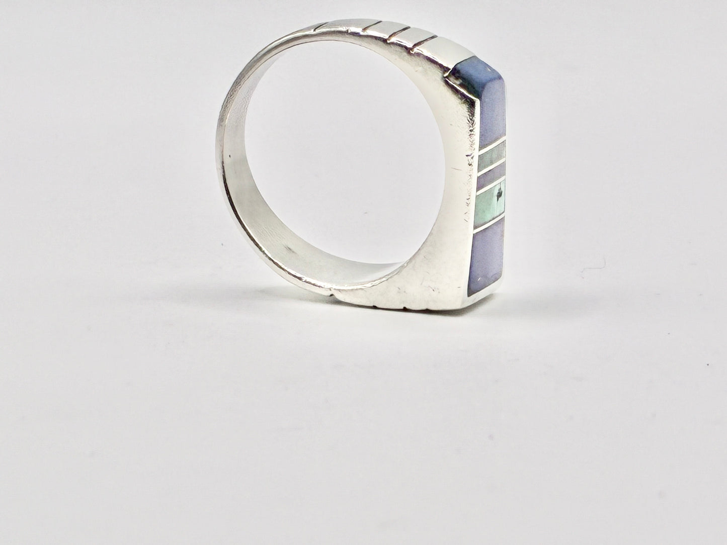 Ray Tracey & I. Segura Sterling Silver Turquoise Inlay Ring — Size 10