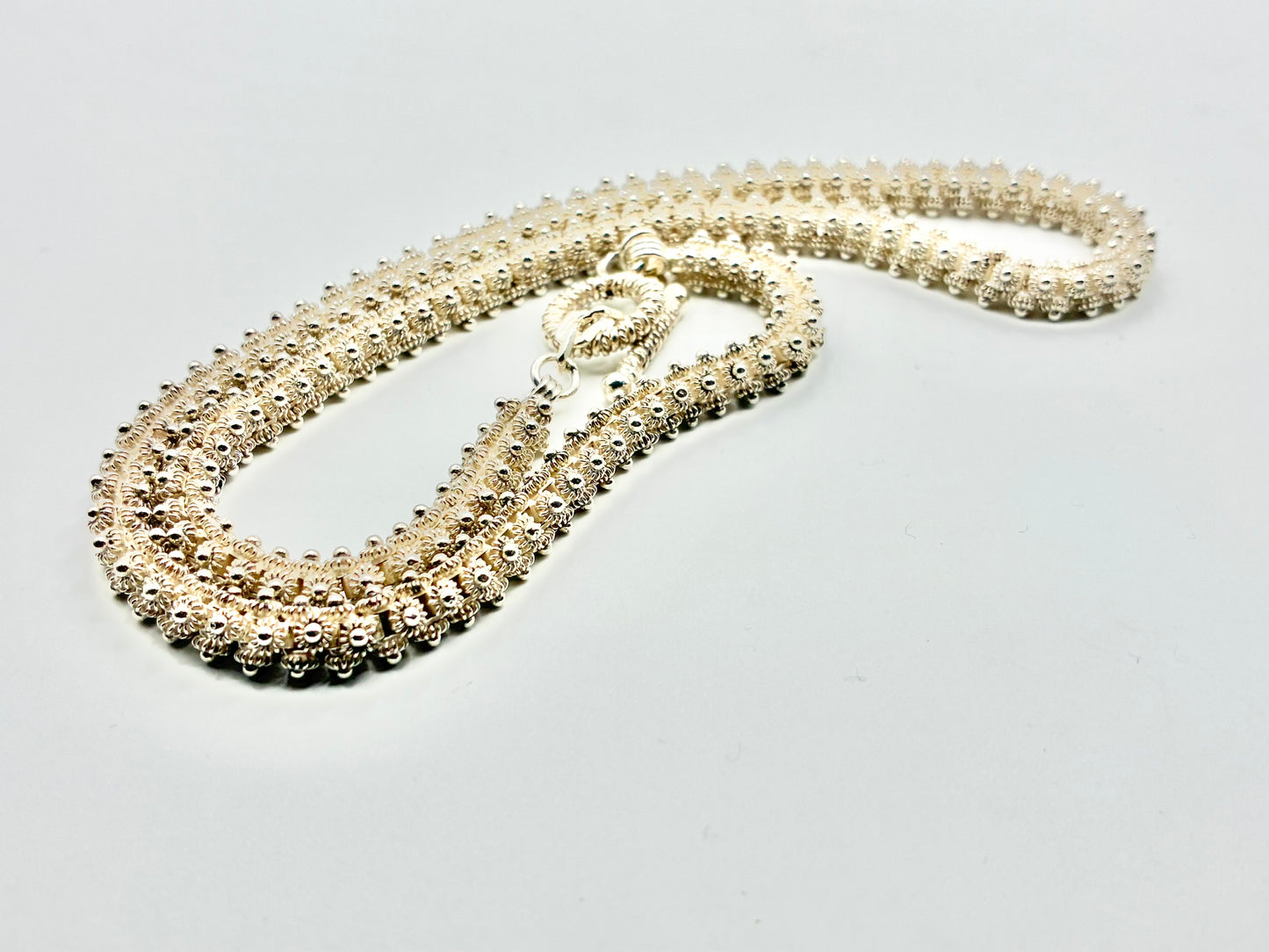 Sterling Silver Beaded Granulation Necklace – 925 – Handmade Laos – 18”