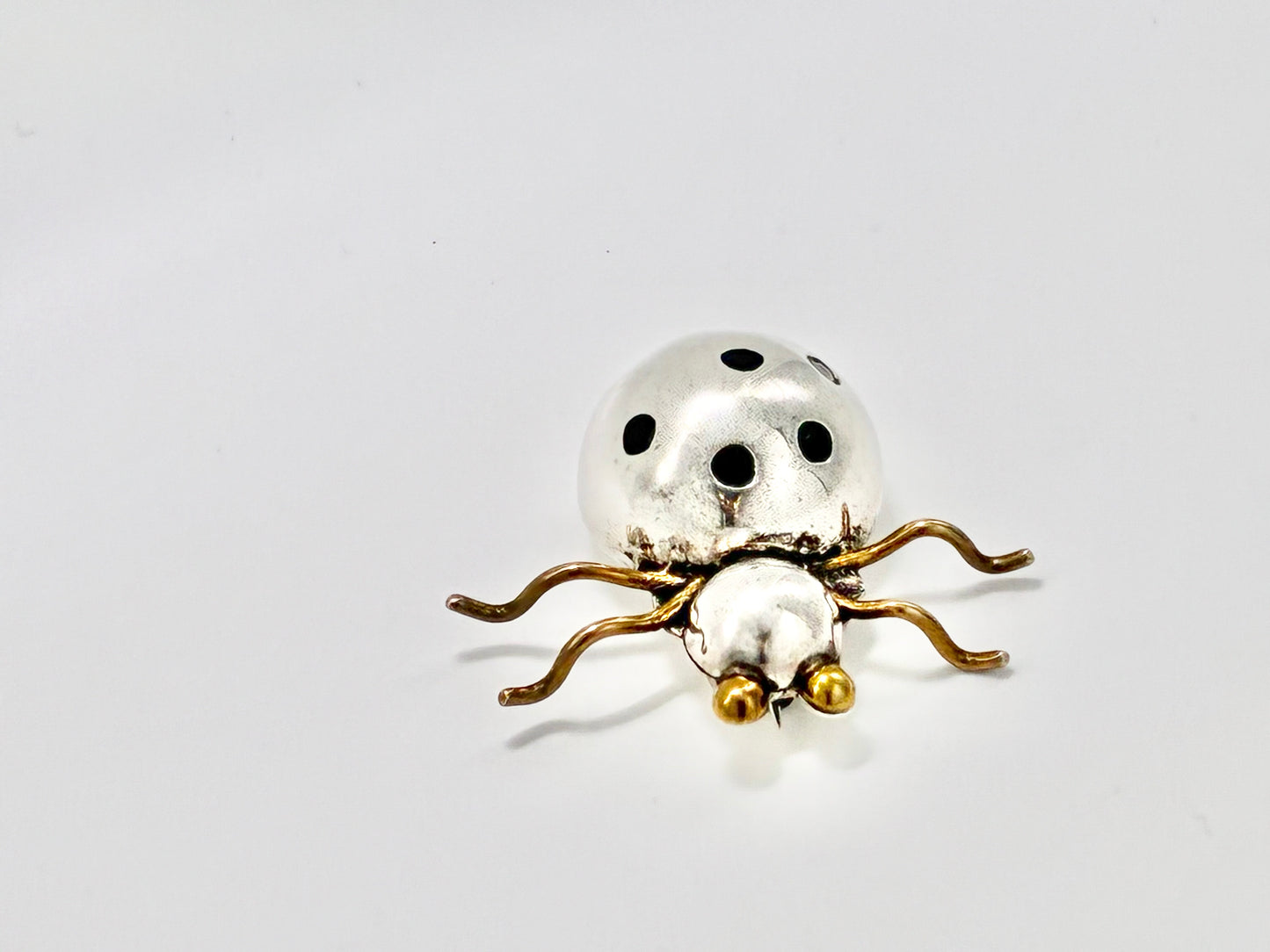 Mexican Sterling Silver Two-Tone Enamel Beetle Brooch