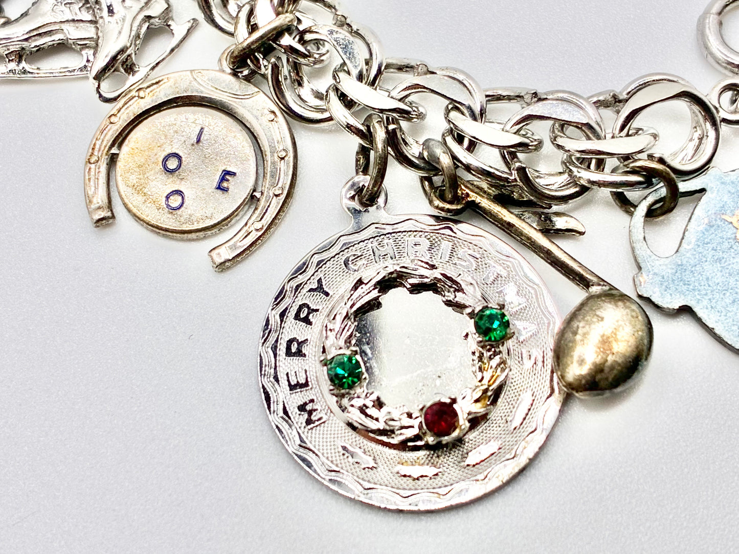 Sterling Silver Charm Bracelet — 6.5" with 13 Sterling Charms