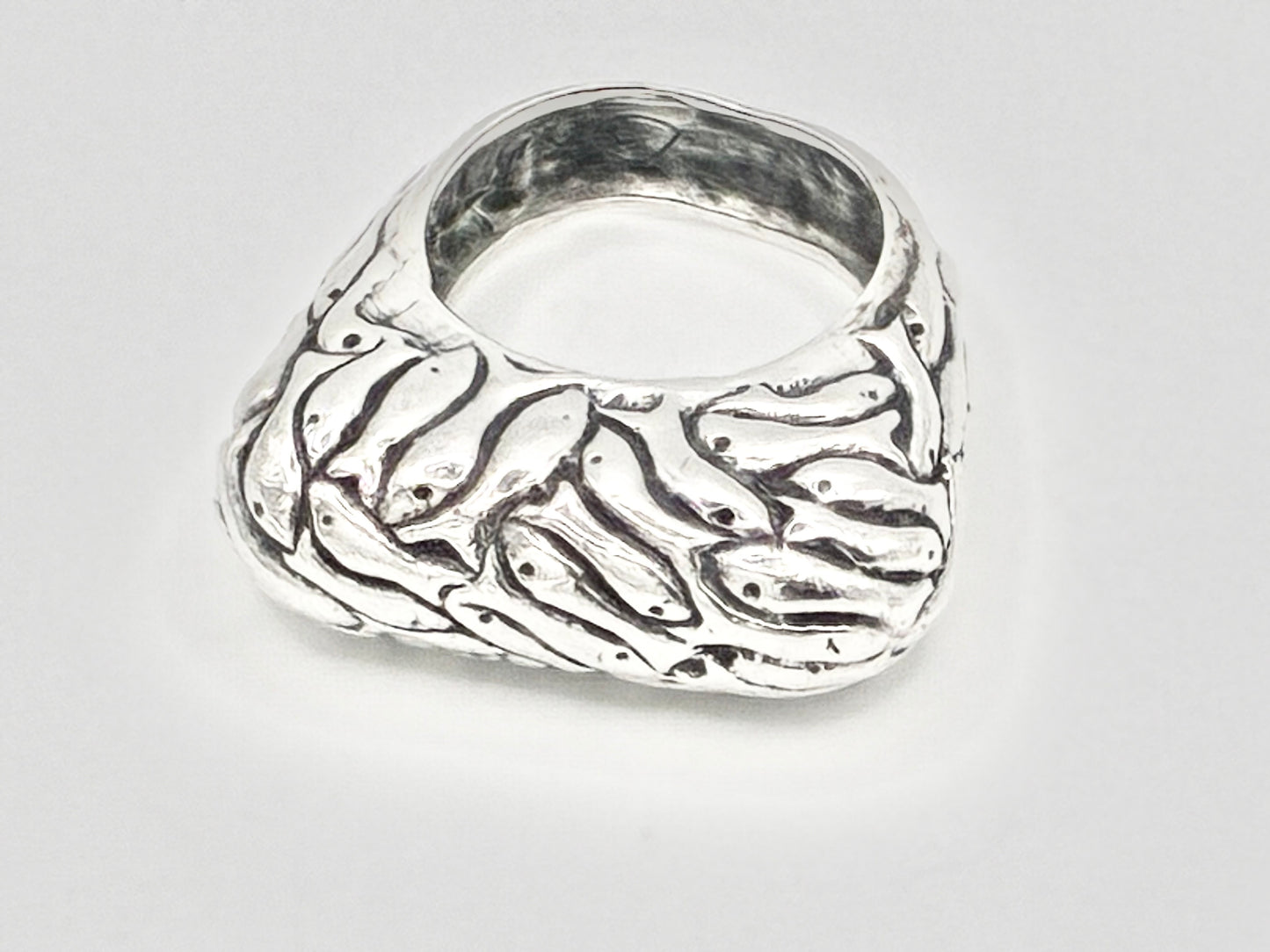 Dian Malouf Sterling Silver ‘School of Fish’ Sculptural Ring Band Size 5