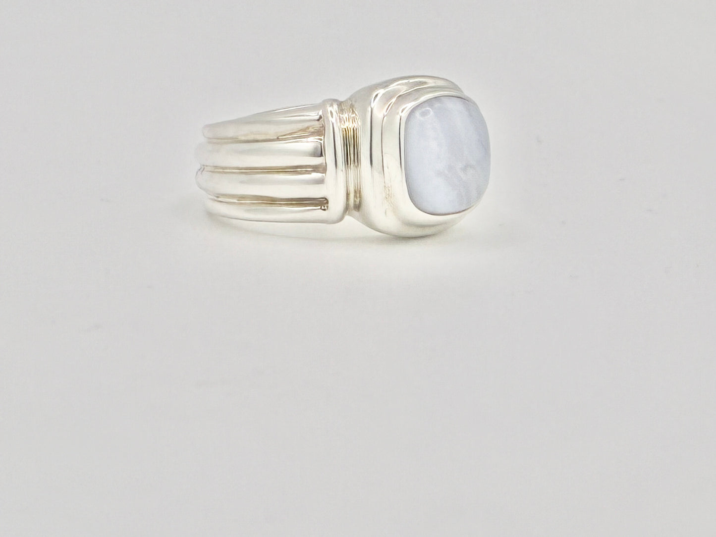 J. Esposito Sterling Silver Ring with Natural Blue Lace Agate — Size 7