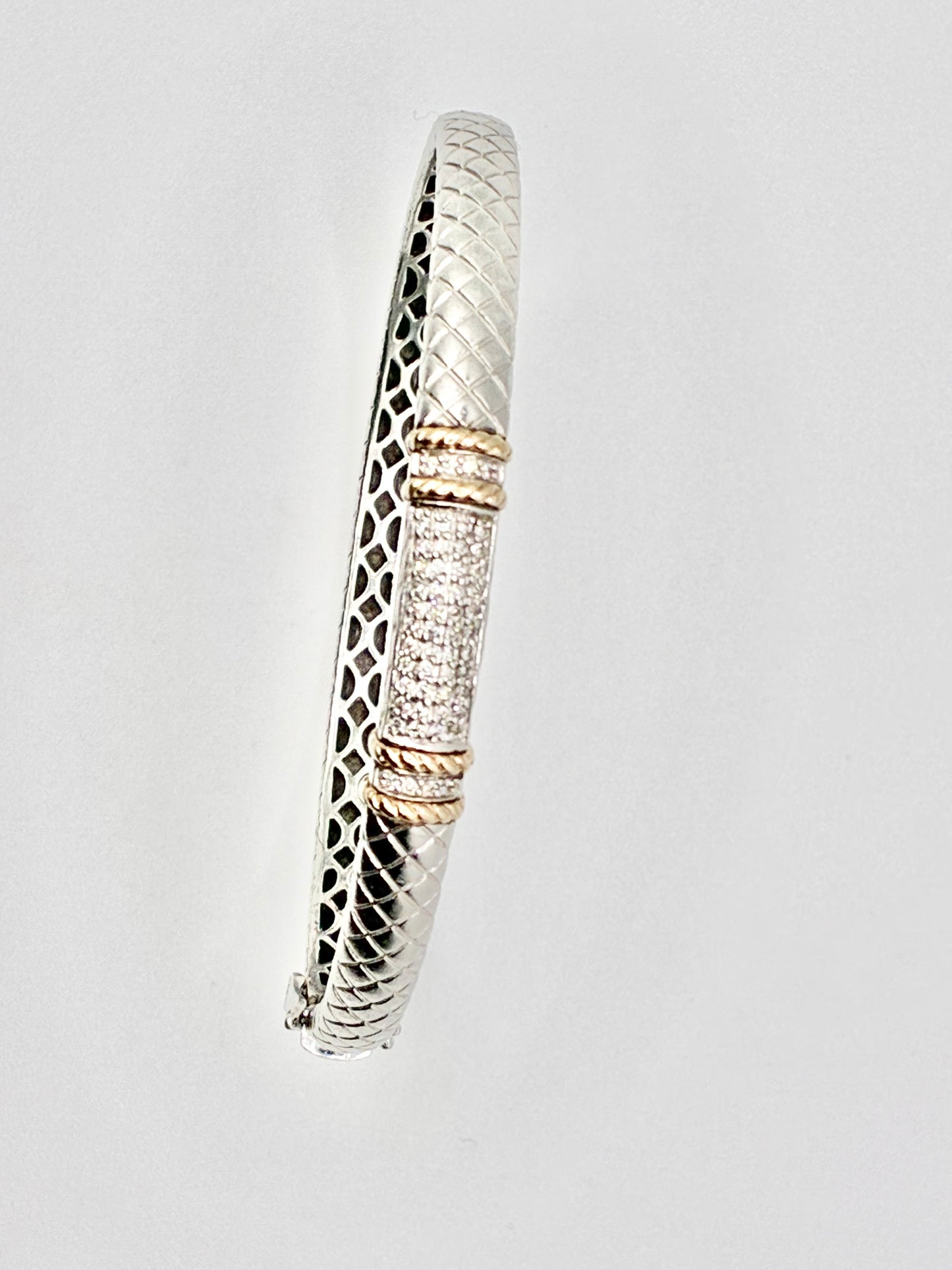 Andin International — 925 & 14K Diamond Bangle Bracelet