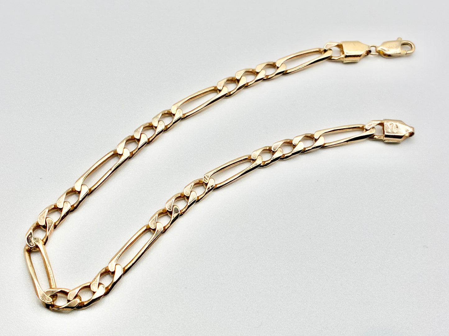 14K Solid Gold Figaro Bracelet 8.5"