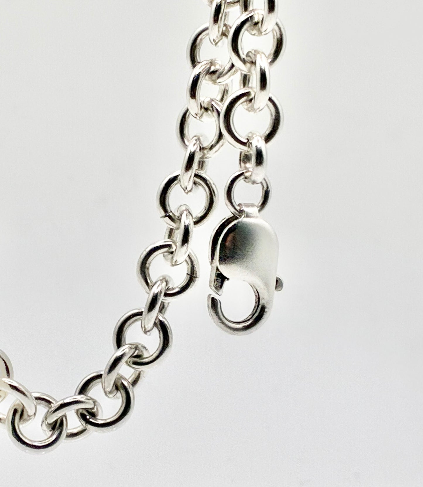 Sterling Silver Heart Tag Rolo Bracelet – 8”