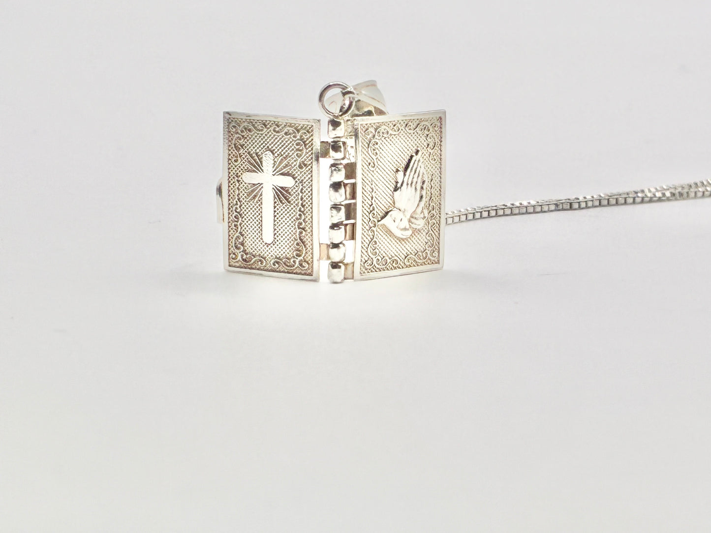 Sterling Silver Prayer Book Pendant and Necklace