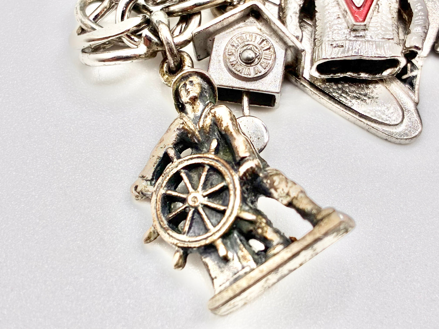 Sterling Silver Charm Bracelet — 6.5" with 13 Sterling Charms