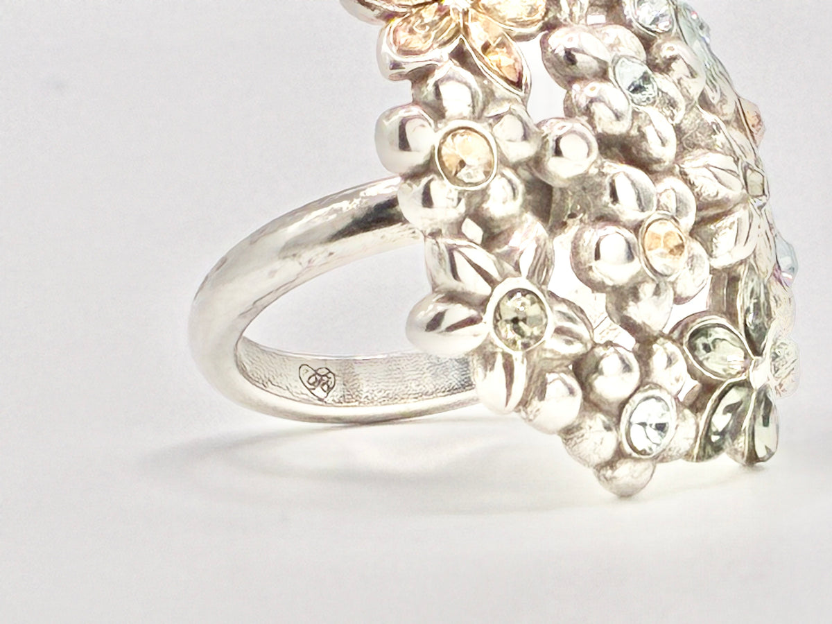 Brighton Multicolor Crystal Floral Bouquet Statement Ring - Size 8