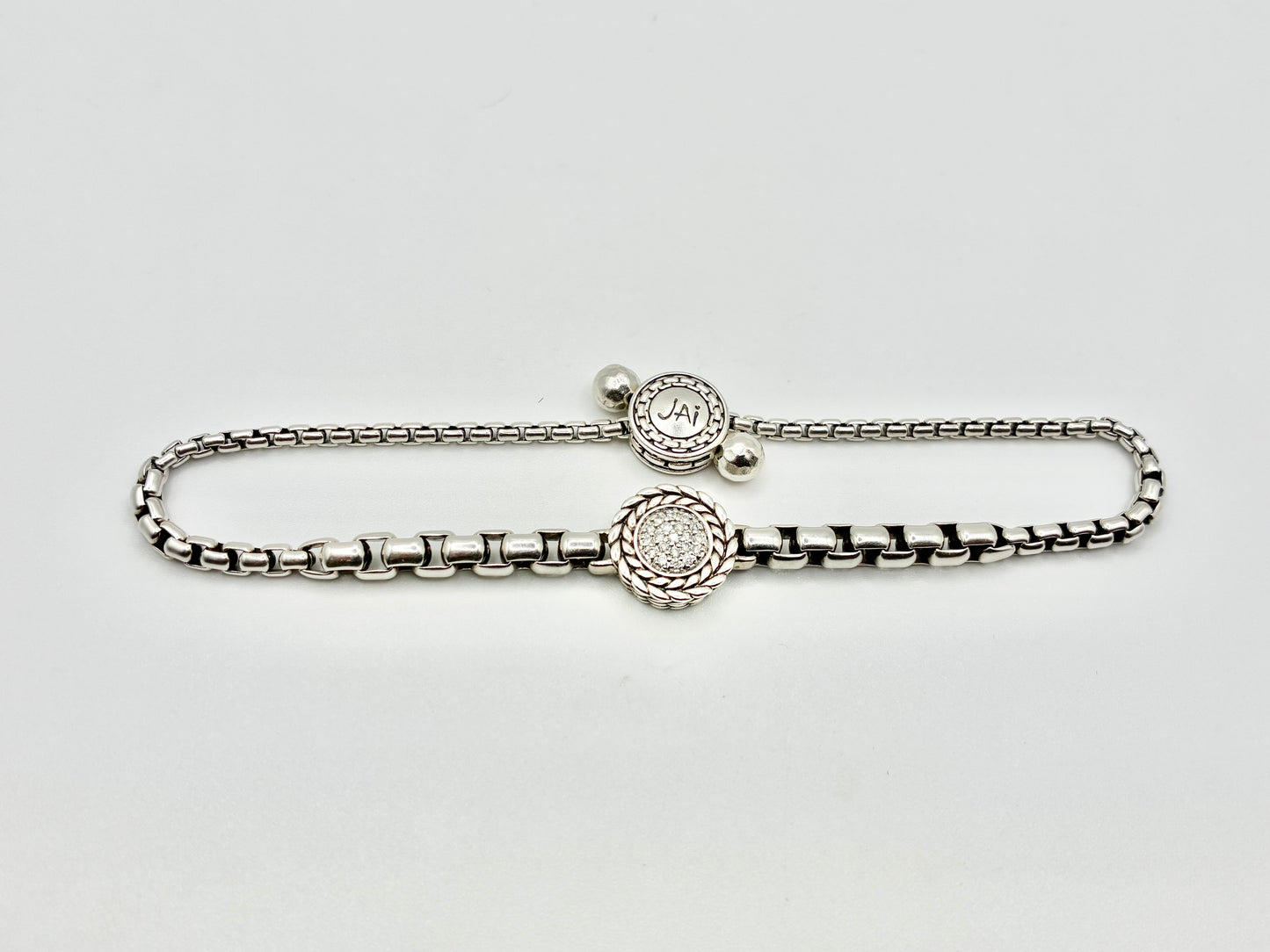 JAI Sterling Silver Adjustable Box-Chain Bracelet