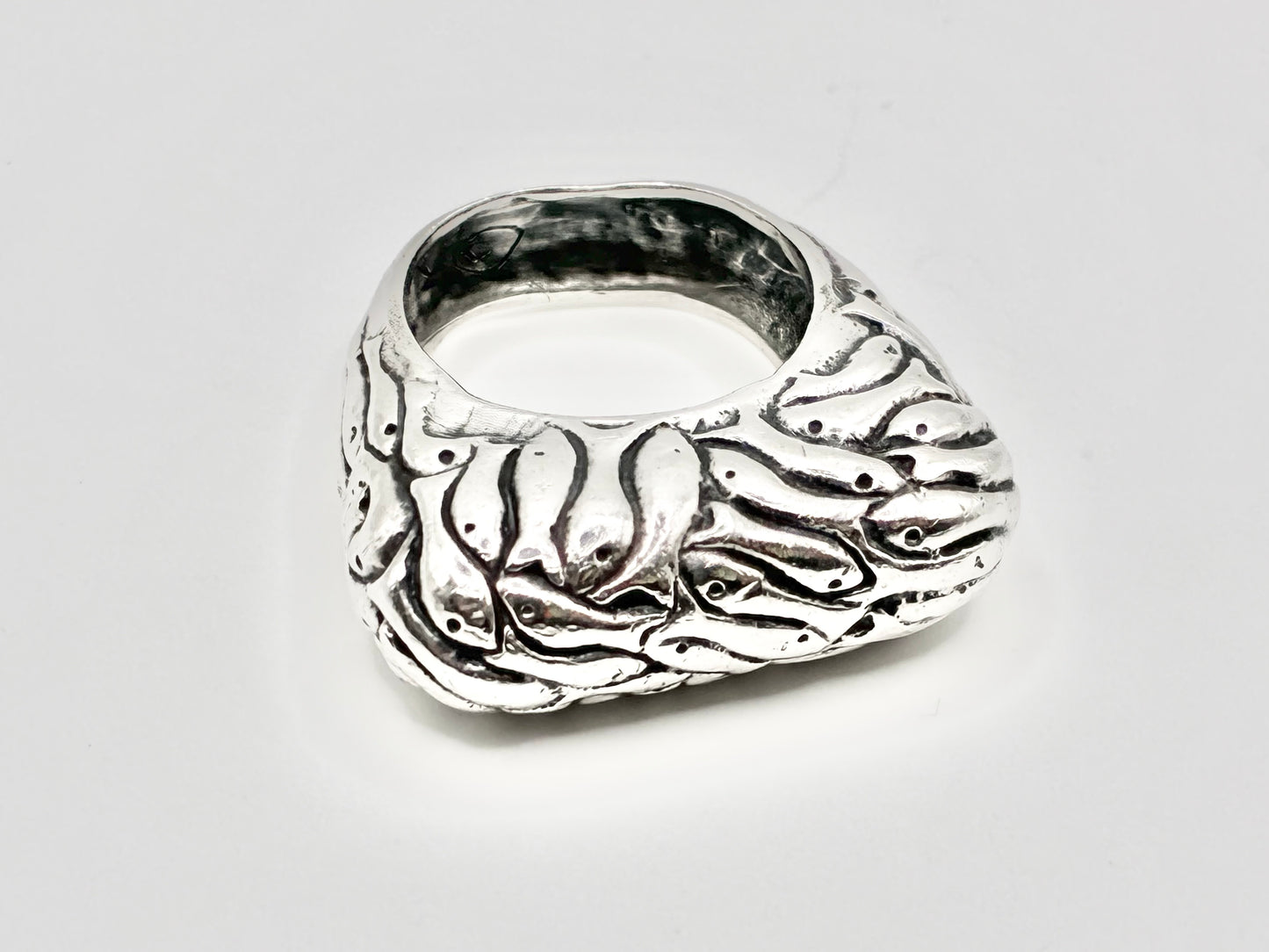 Dian Malouf Sterling Silver ‘School of Fish’ Sculptural Ring Band Size 5