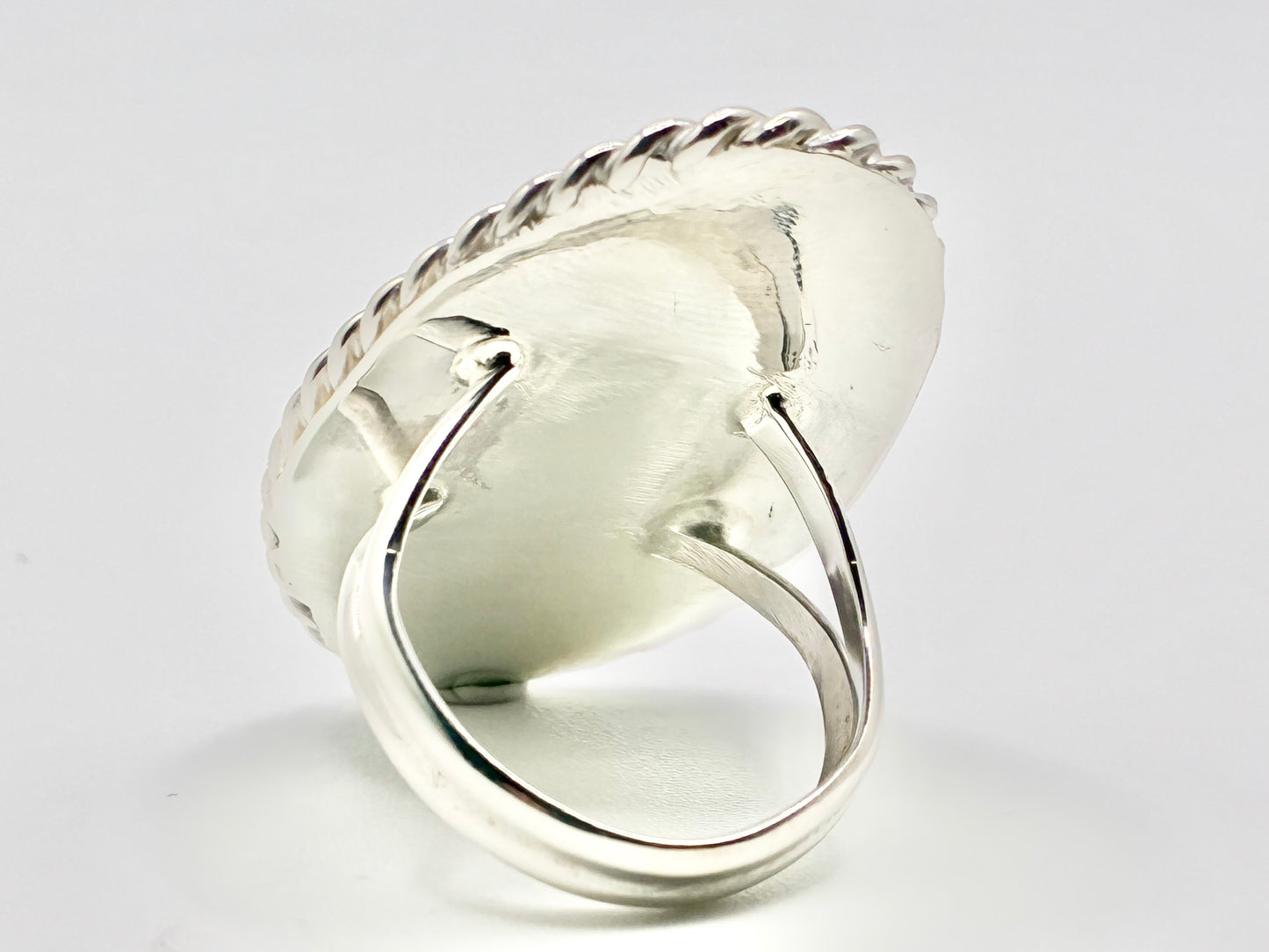 Navajo Sterling Silver Inlay Statement Ring — Size 6.25