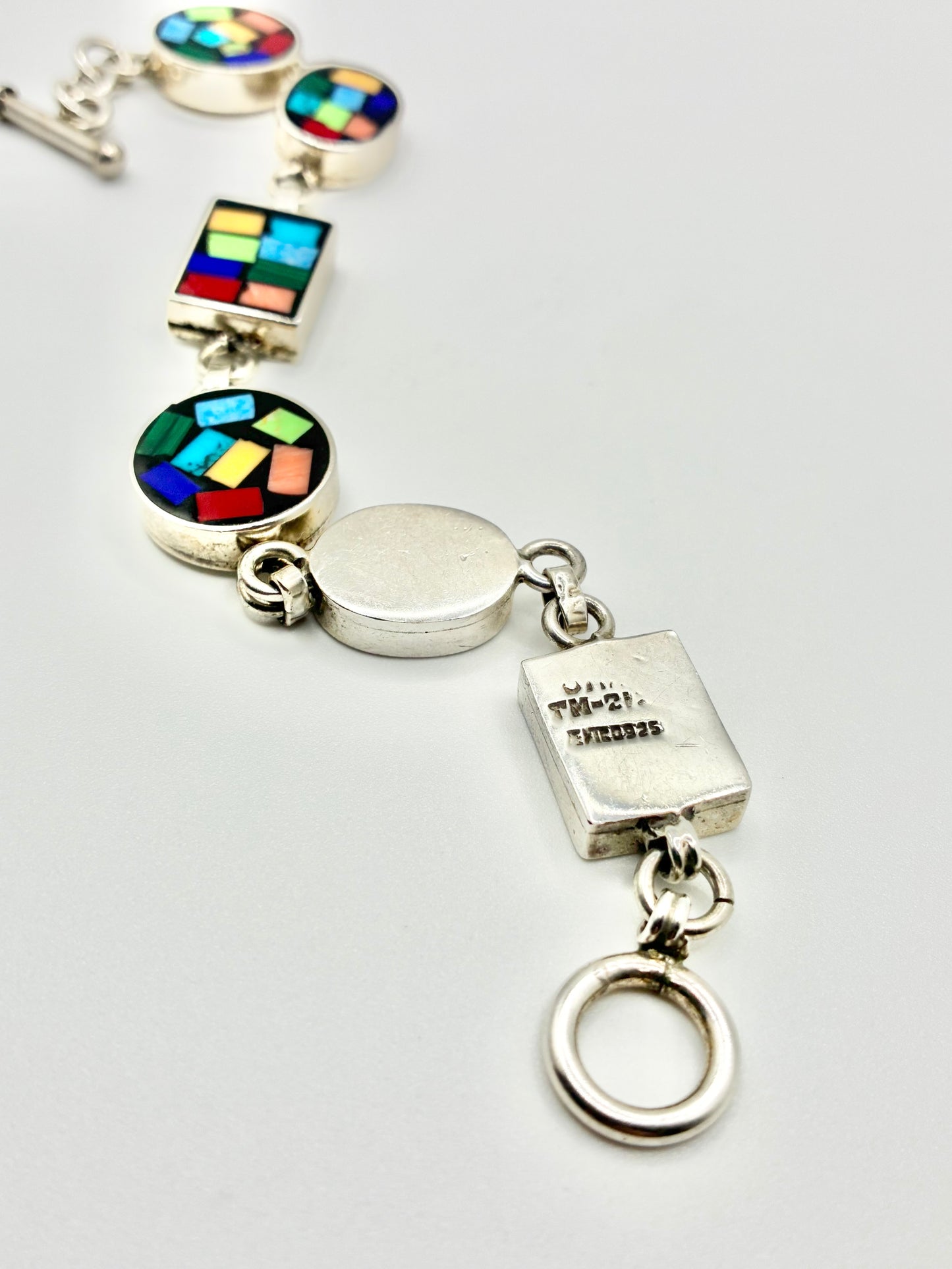 Sterling Silver Mosaic Inlay Bracelet – 8”