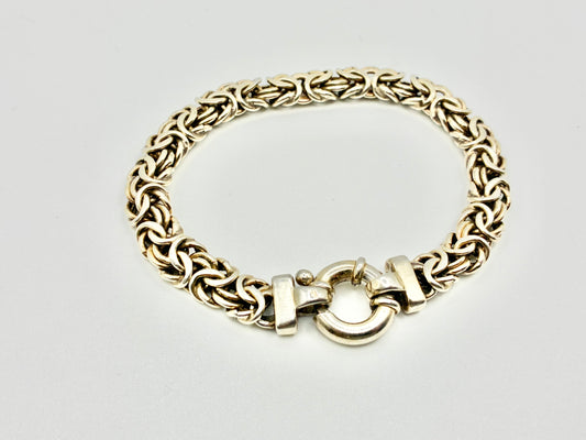 UTC Italy 925 Sterling Silver Byzantine Bracelet, Gold-Finish, 7”