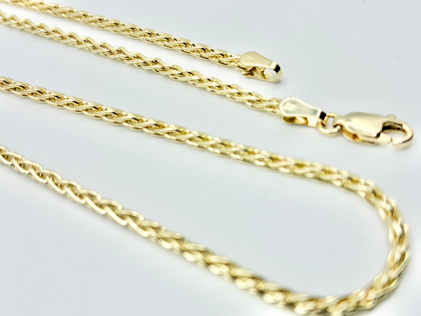 14K Yellow Gold Wheat Chain Necklace — 20"