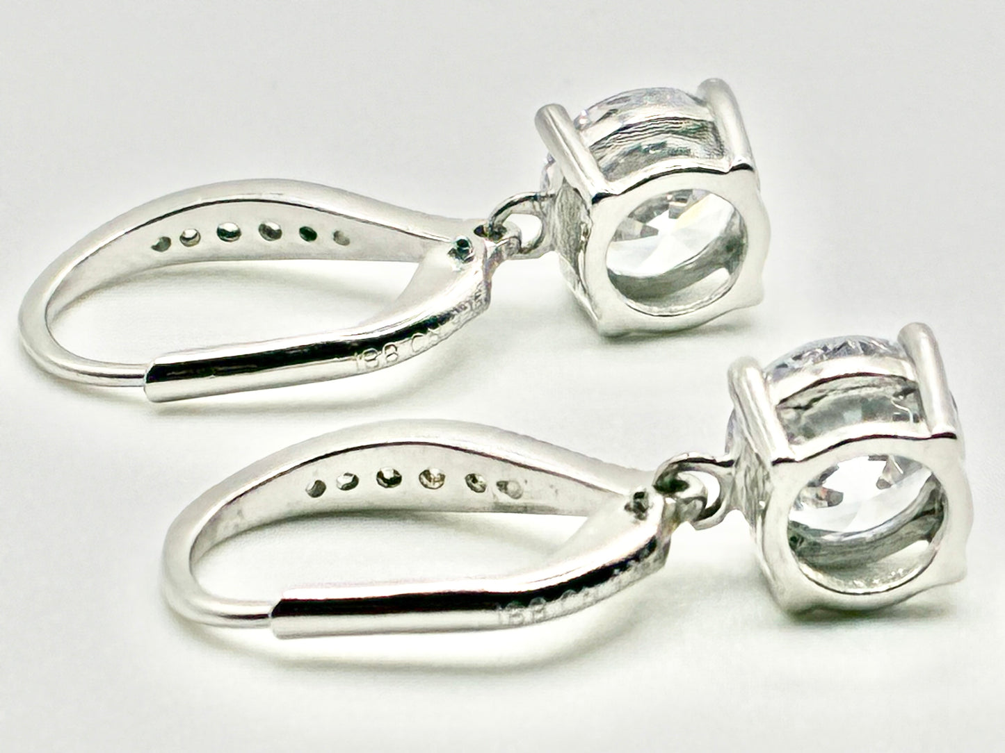 Sterling Silver CZ Leverback Earrings