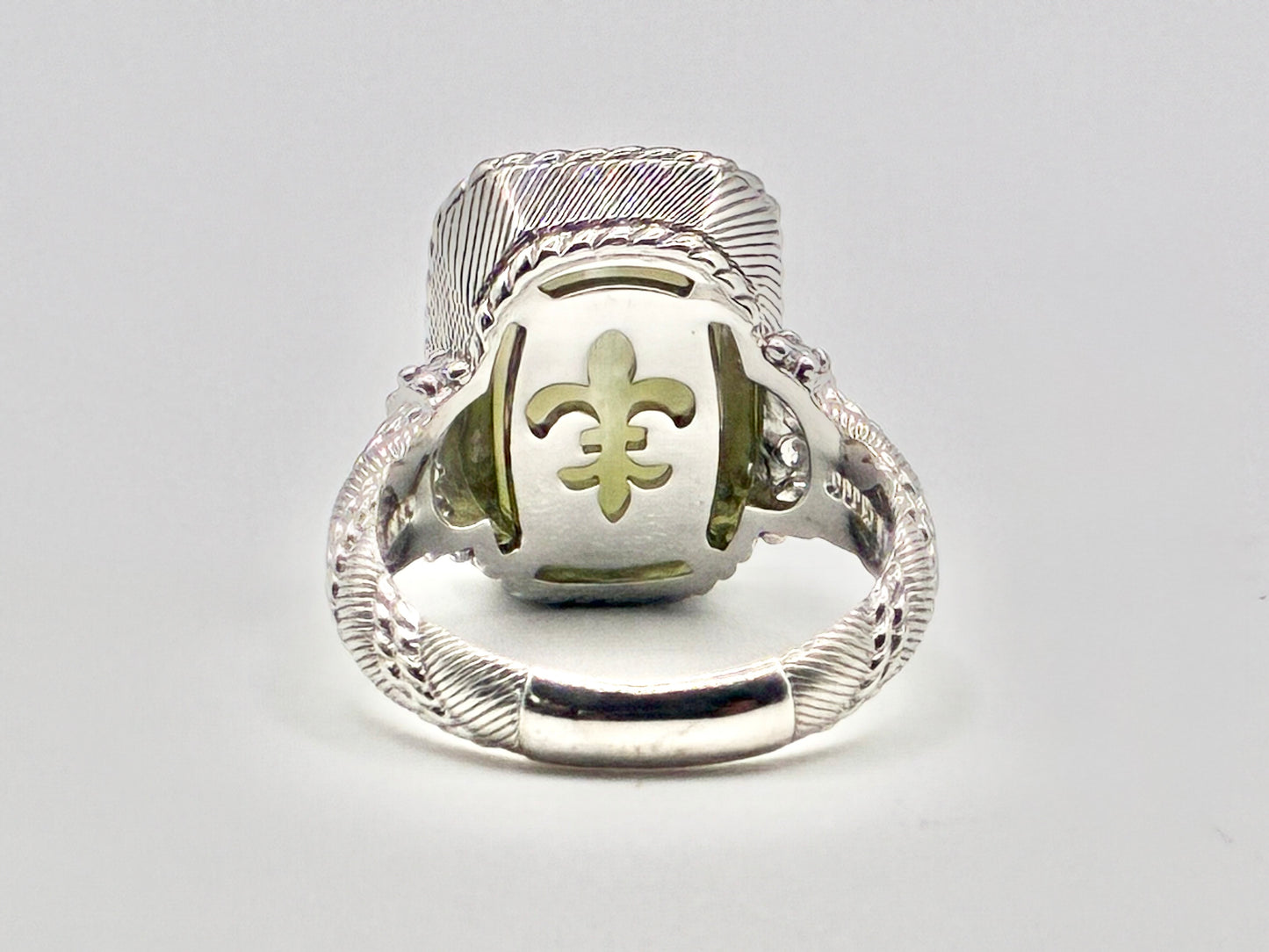 Judith Ripka 925 Greek Goddess Intaglio Ring — Peridot-Green Crystal — Size 7
