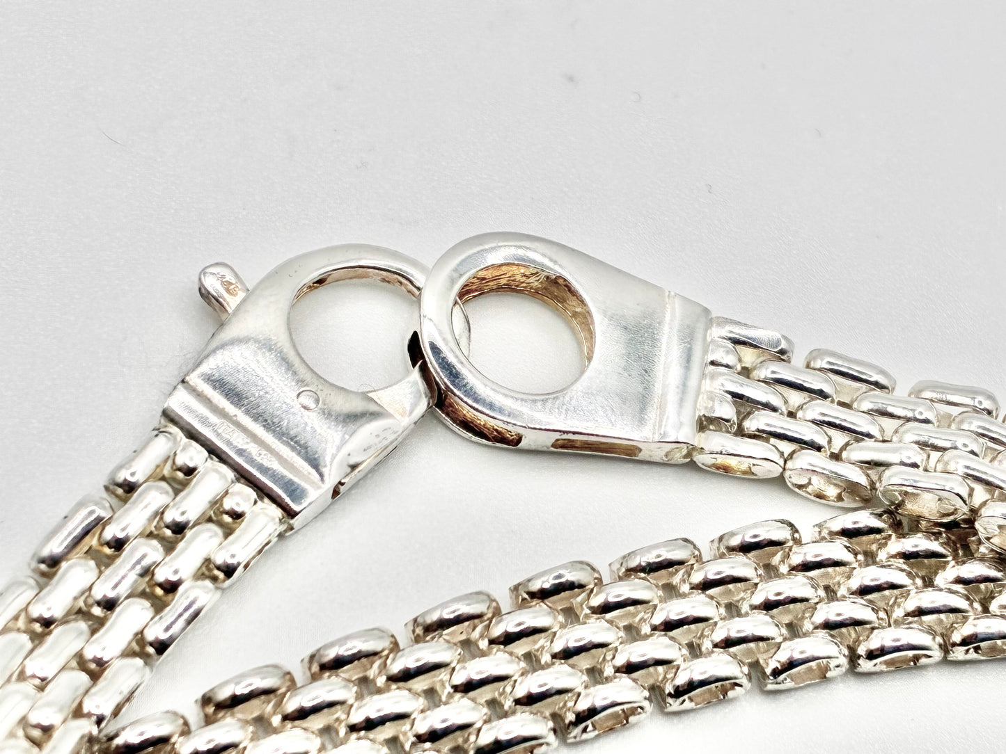 Italian Sterling Silver Triple-Row Link Bracelet – 7.25”