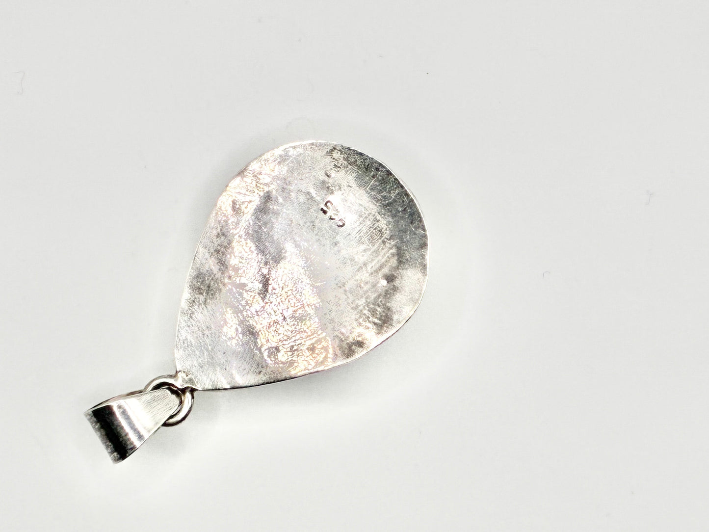 Large Sterling Silver Turquoise Teardrop Pendant