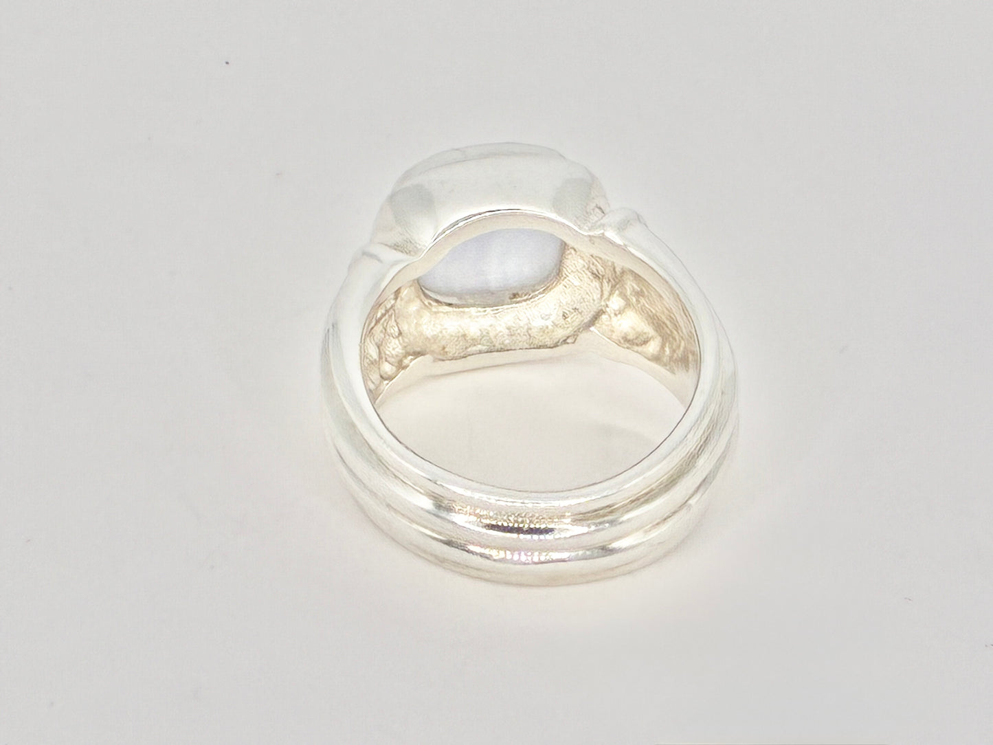 J. Esposito Sterling Silver Ring with Natural Blue Lace Agate — Size 7